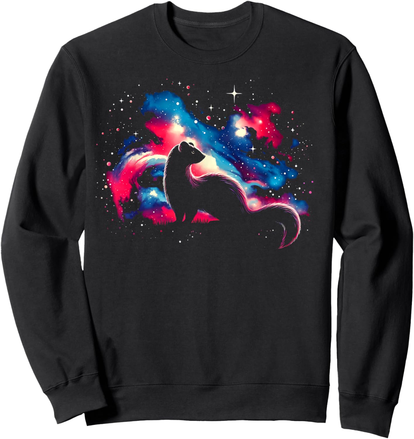 Cool Cosmic Weasel Galaxy Graphic Space Art Sweatshirt - Sweatshirt | Black