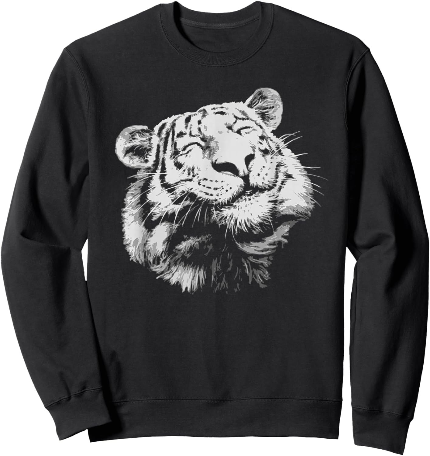 Happy Tiger Face Cute Furry Tiger Big Cat King Get Em 80s Sweatshirt - Sweatshirt | Black