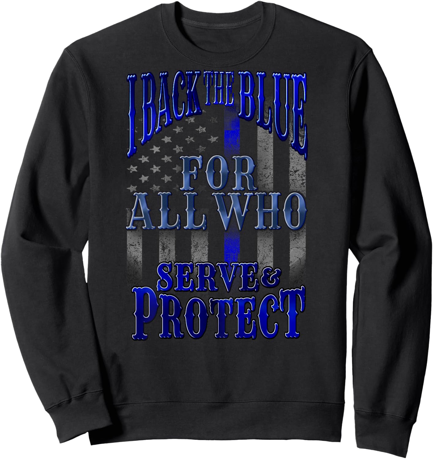 Back the Blue Flag Police Back Print Sweatshirt - Sweatshirt | Black