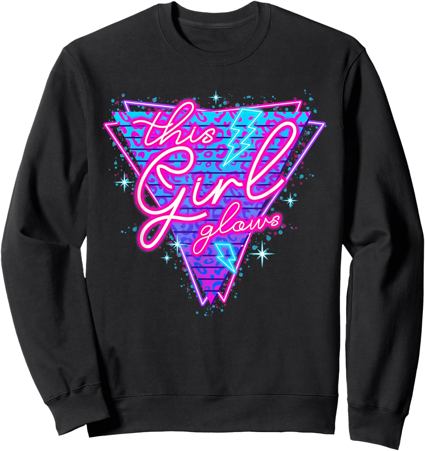 This Girl Glows for Kids Tie Dye Colors 80's and 90's Sweatshirt - Sweatshirt | Black