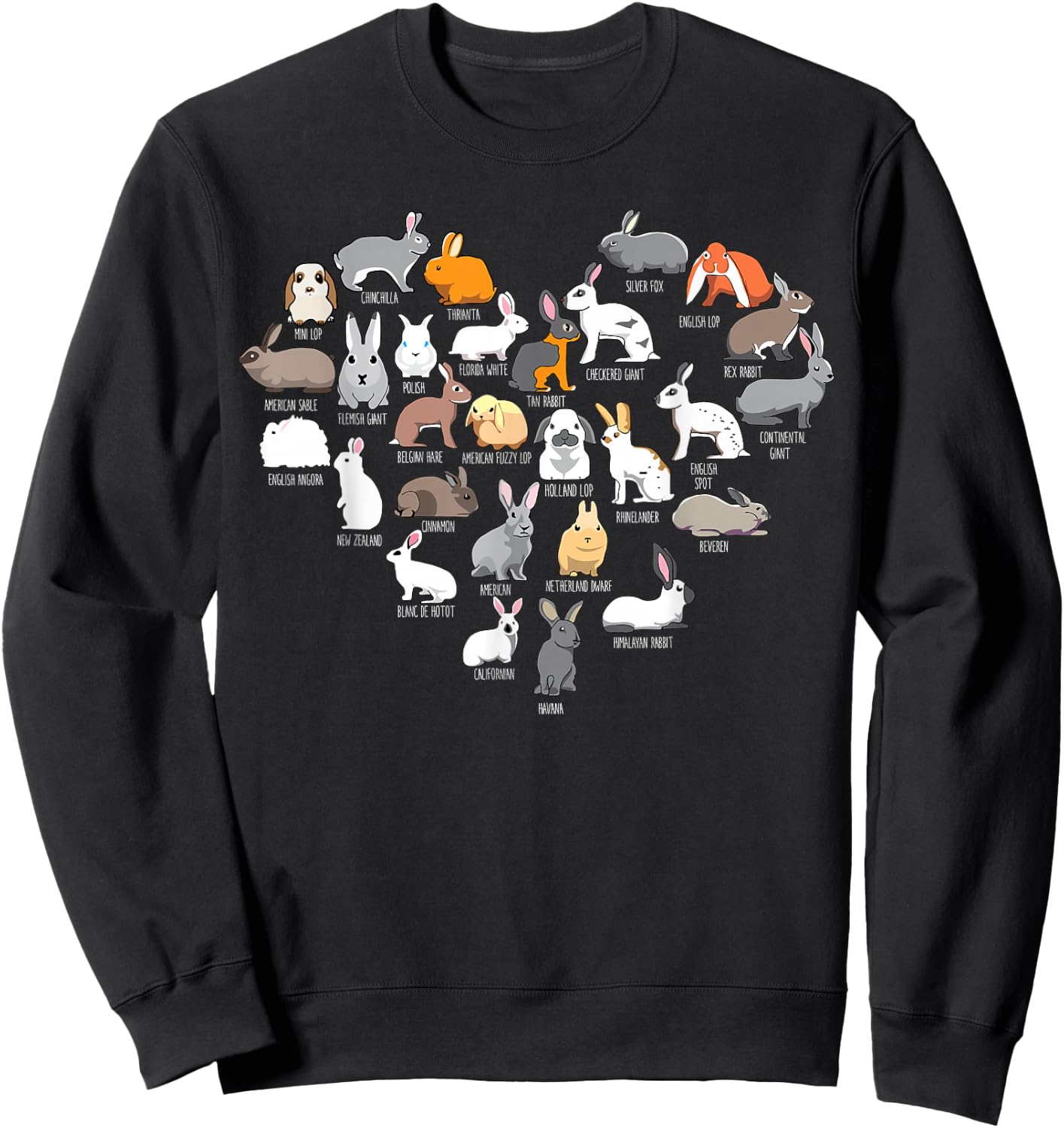 Love Bunnies Funny Rabbit Heart Small Sweatshirt - Sweatshirt | Black