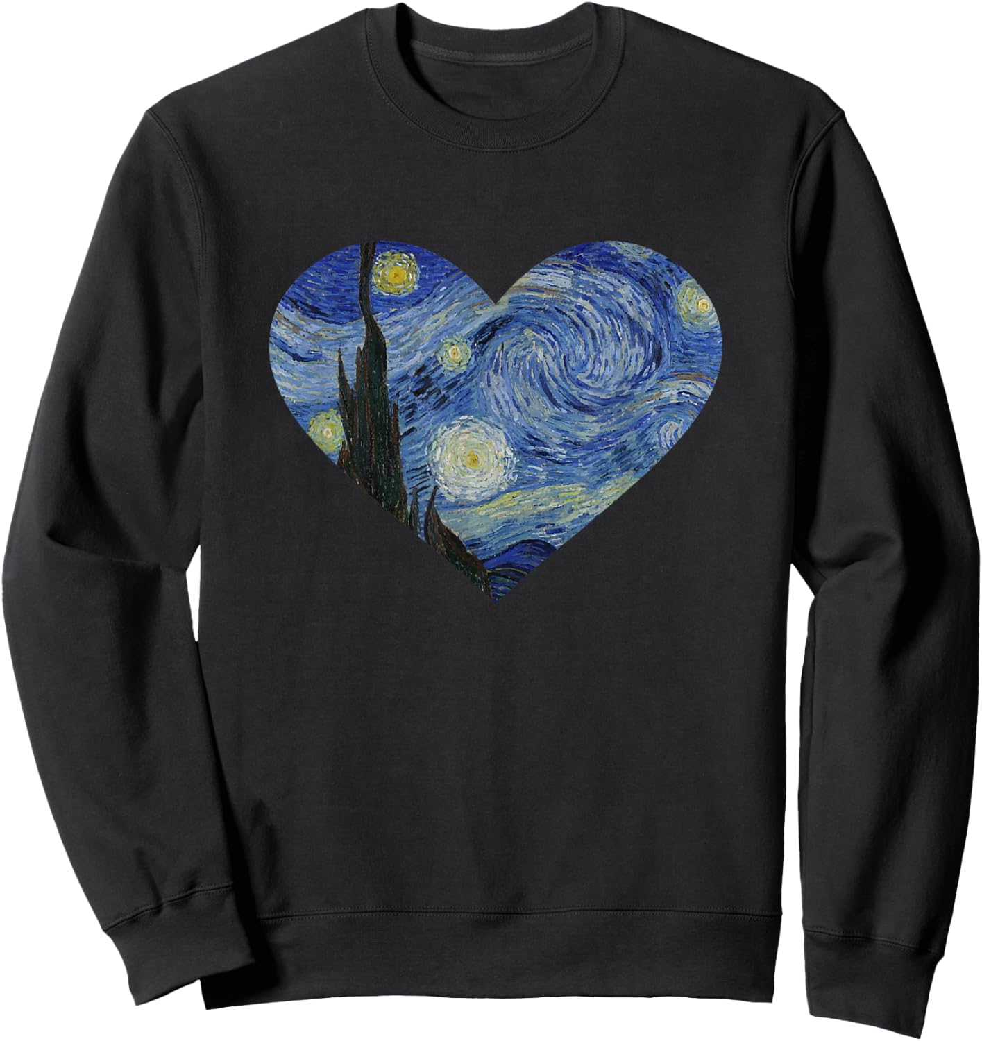 Starry Night Heart by Vincent van Gogh | Famous Painting Sweatshirt - Sweatshirt | Black
