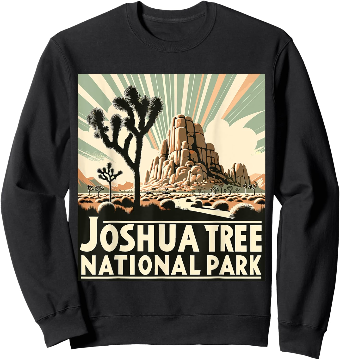 Joshua Tree National Park Vintage Hiking Camping Outdoor Sweatshirt - Sweatshirt | Black
