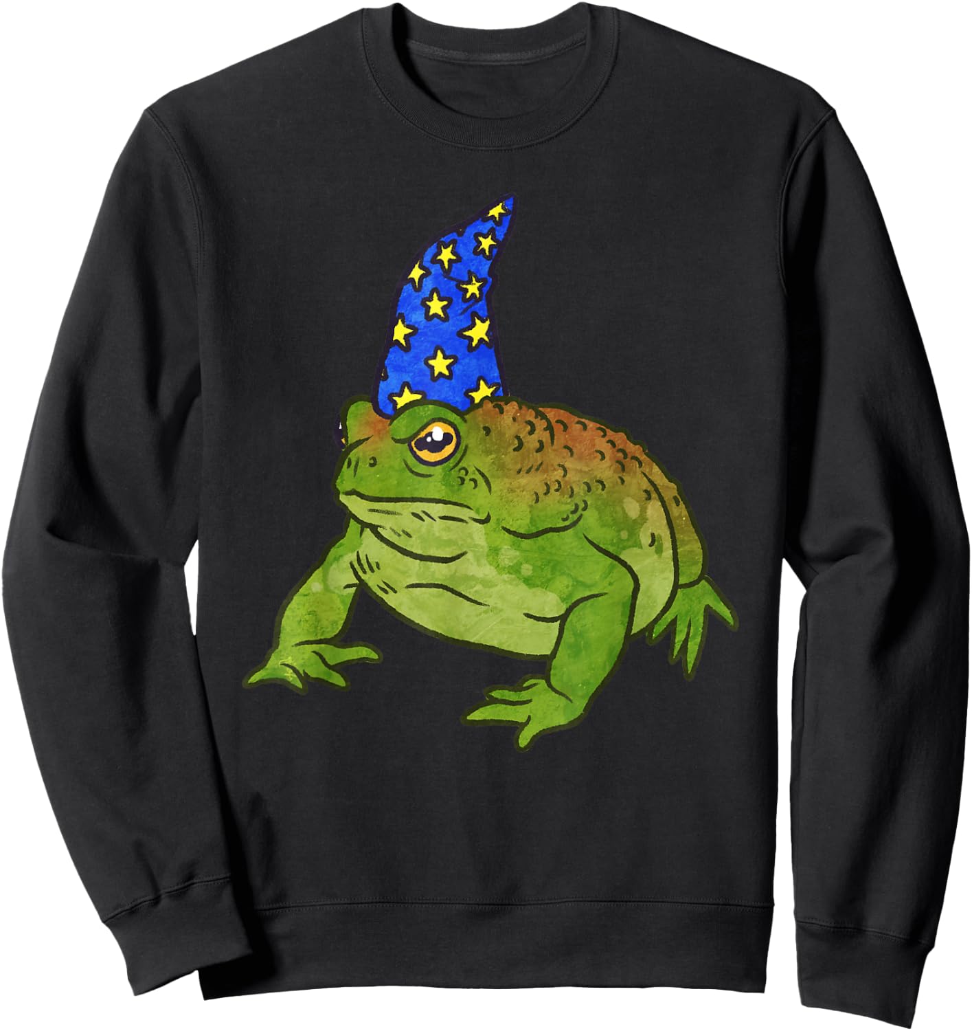 Grumpy Frog Wizard with Resting Toad Face Sweatshirt - Sweatshirt | Black