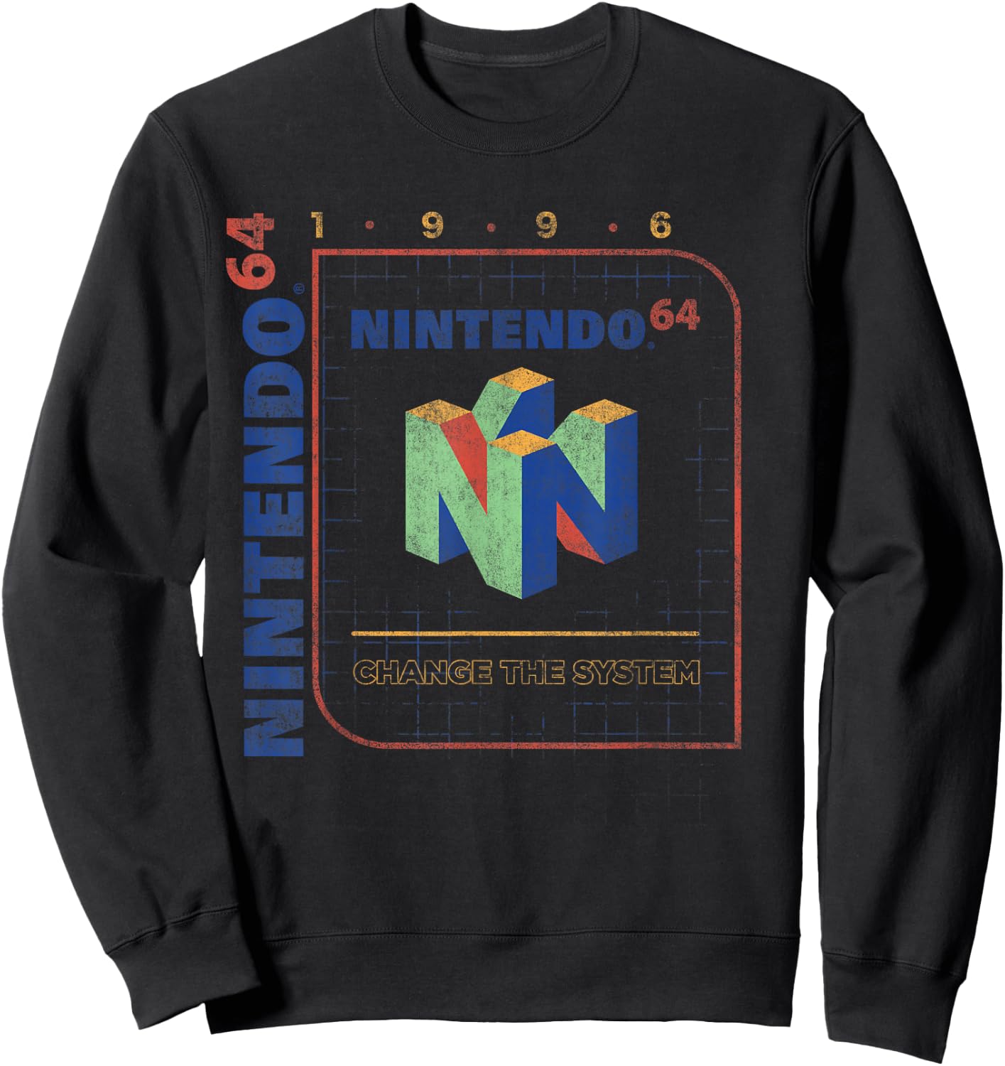 Nintendo 64 Change The System 1996 Vintage Retro Cube Logo Sweatshirt - Sweatshirt | Black