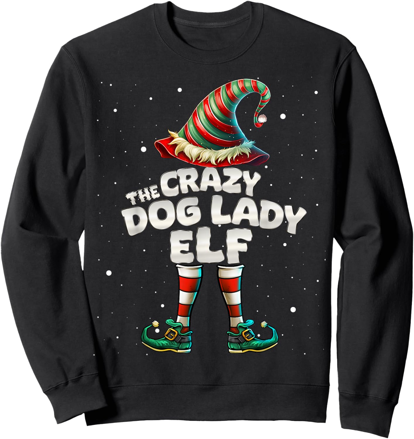 The Crazy Dog Lady Elf Family Matching Group Christmas Sweatshirt - Sweatshirt | Black