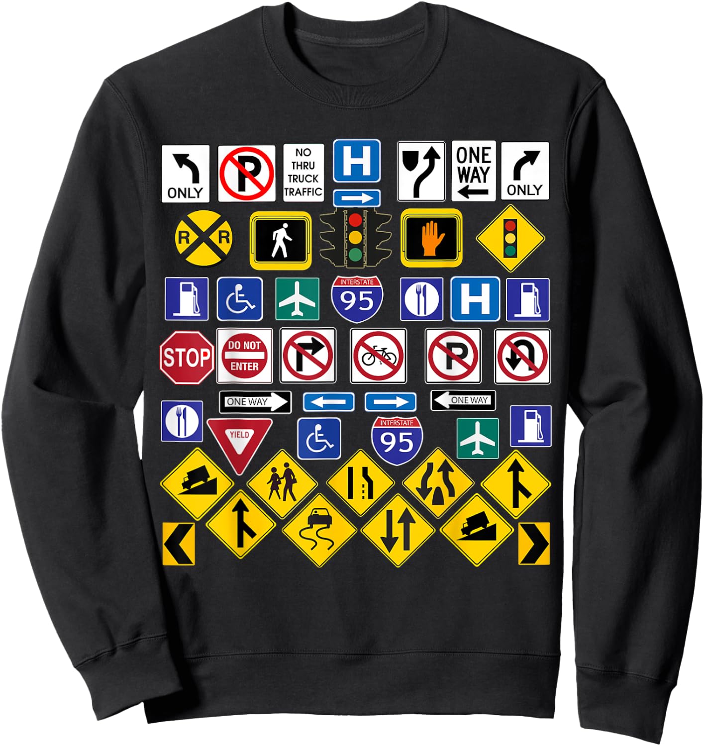 Drivers and Auto Mechanics Designs Road Signs, Regulations Signs , Small, Black Sweatshirt - Sweatshirt | Black