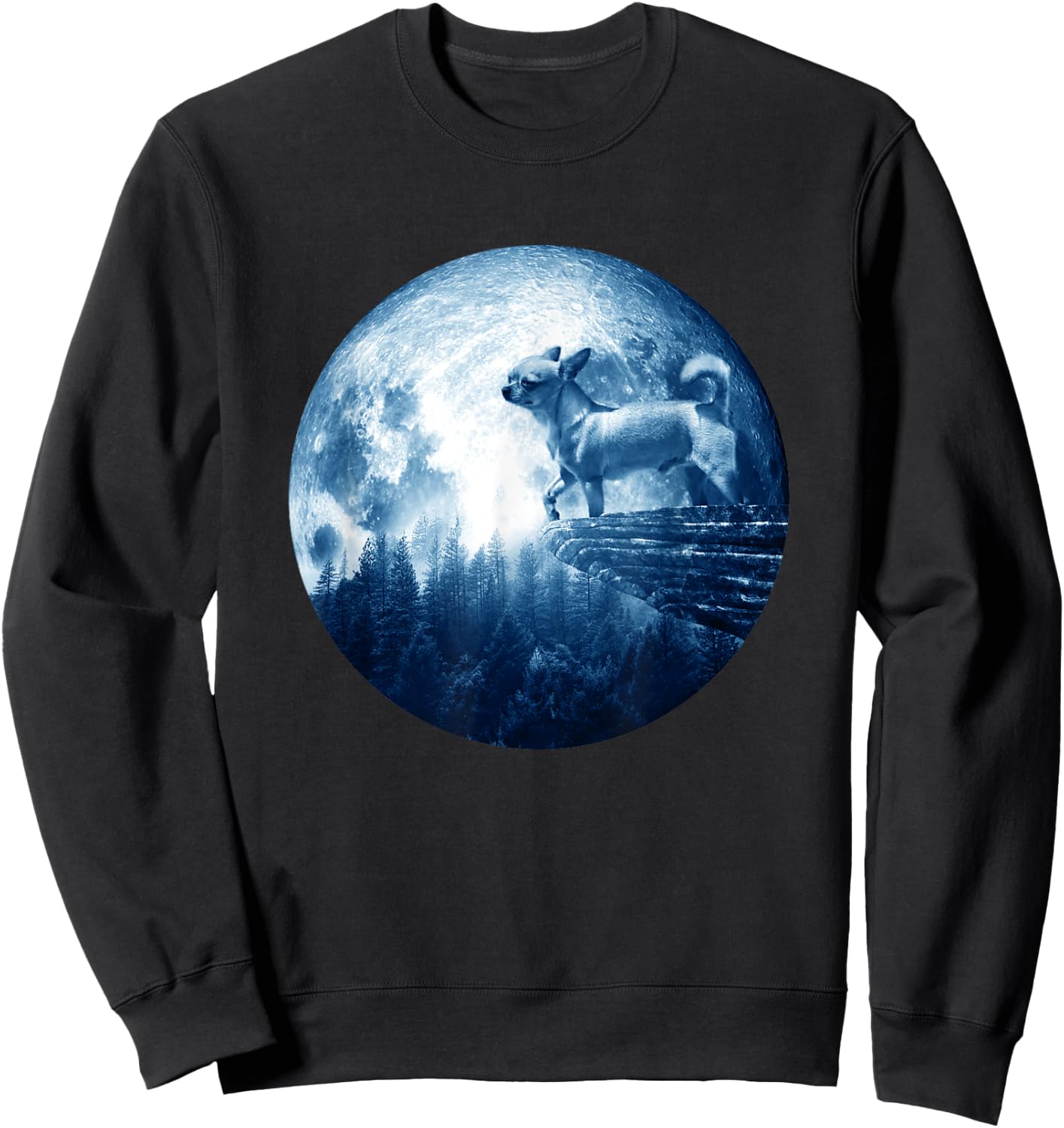 Chihuahua Smooth Coat Dog Moon Dog Mom Dad Dog Lovers Sweatshirt - Sweatshirt | Black