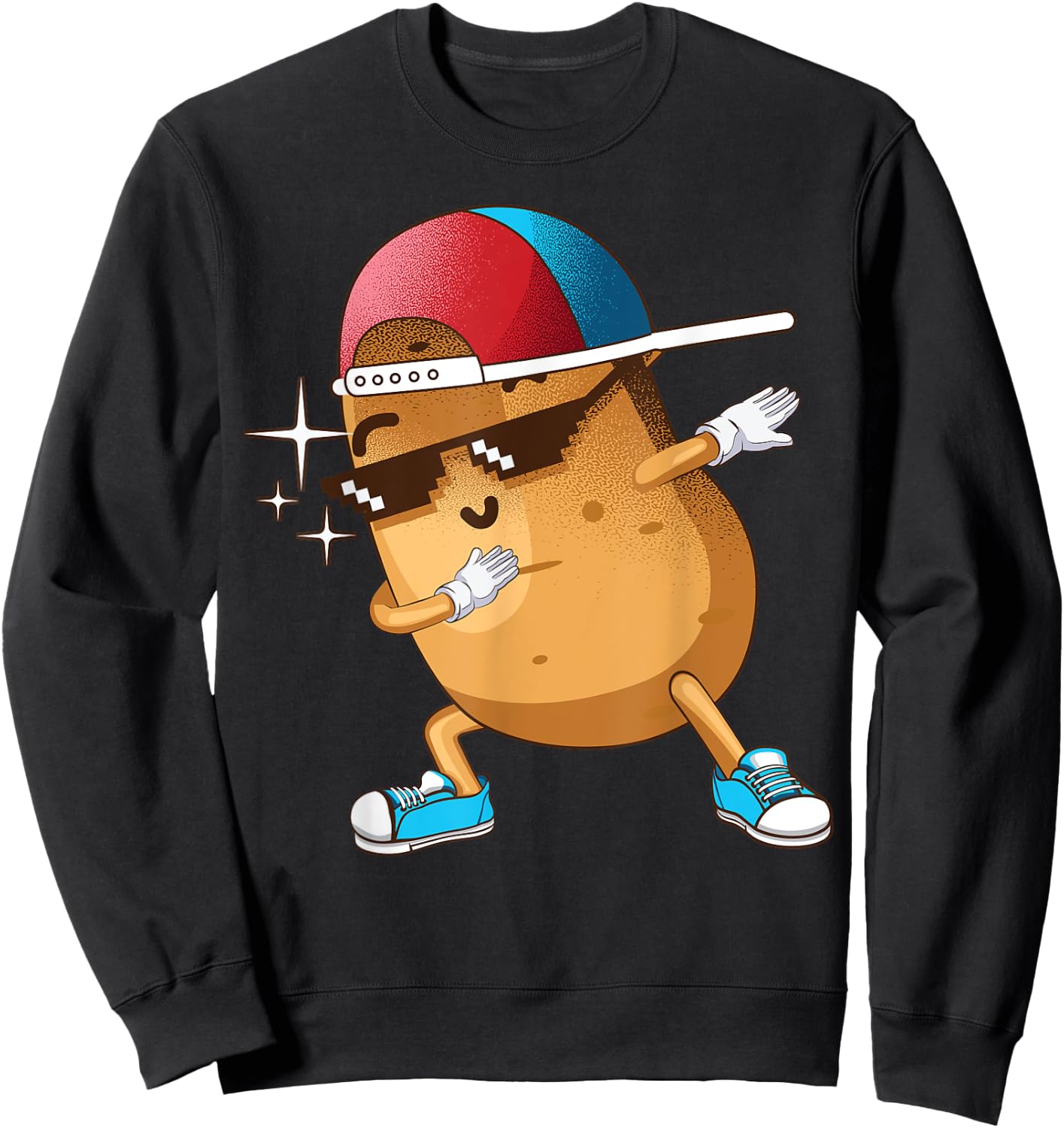 Funny Dabbing Potato Gift Cool Dancing Spuds Hip-hop Foodie Sweatshirt - Sweatshirt | Black