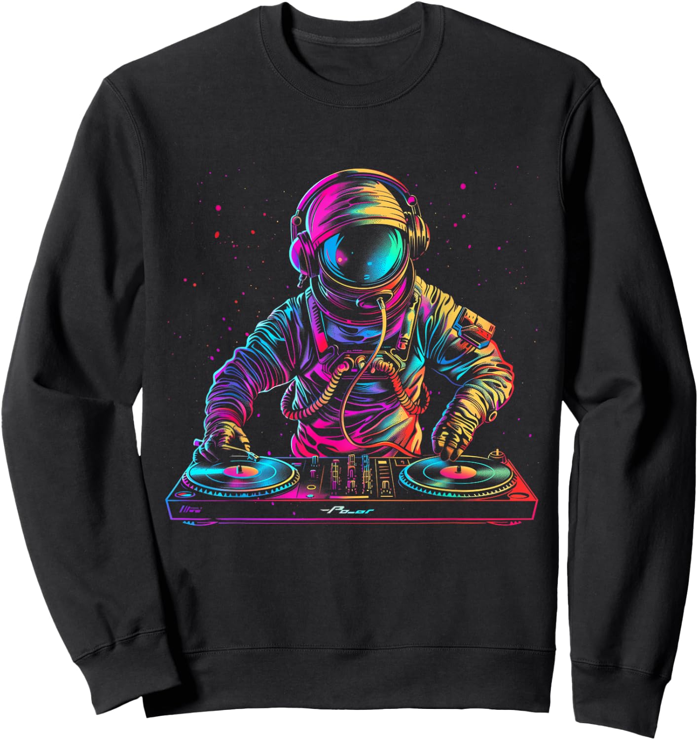 DJ Astronaut Space EDM Techno House Music Vinyl Record Sweatshirt - Sweatshirt | Black