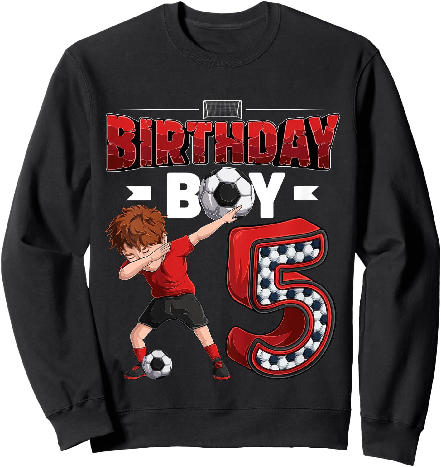 Kids dabbing boy 5 year old Soccer Player 5th birthday party Sweatshirt - Sweatshirt | Black