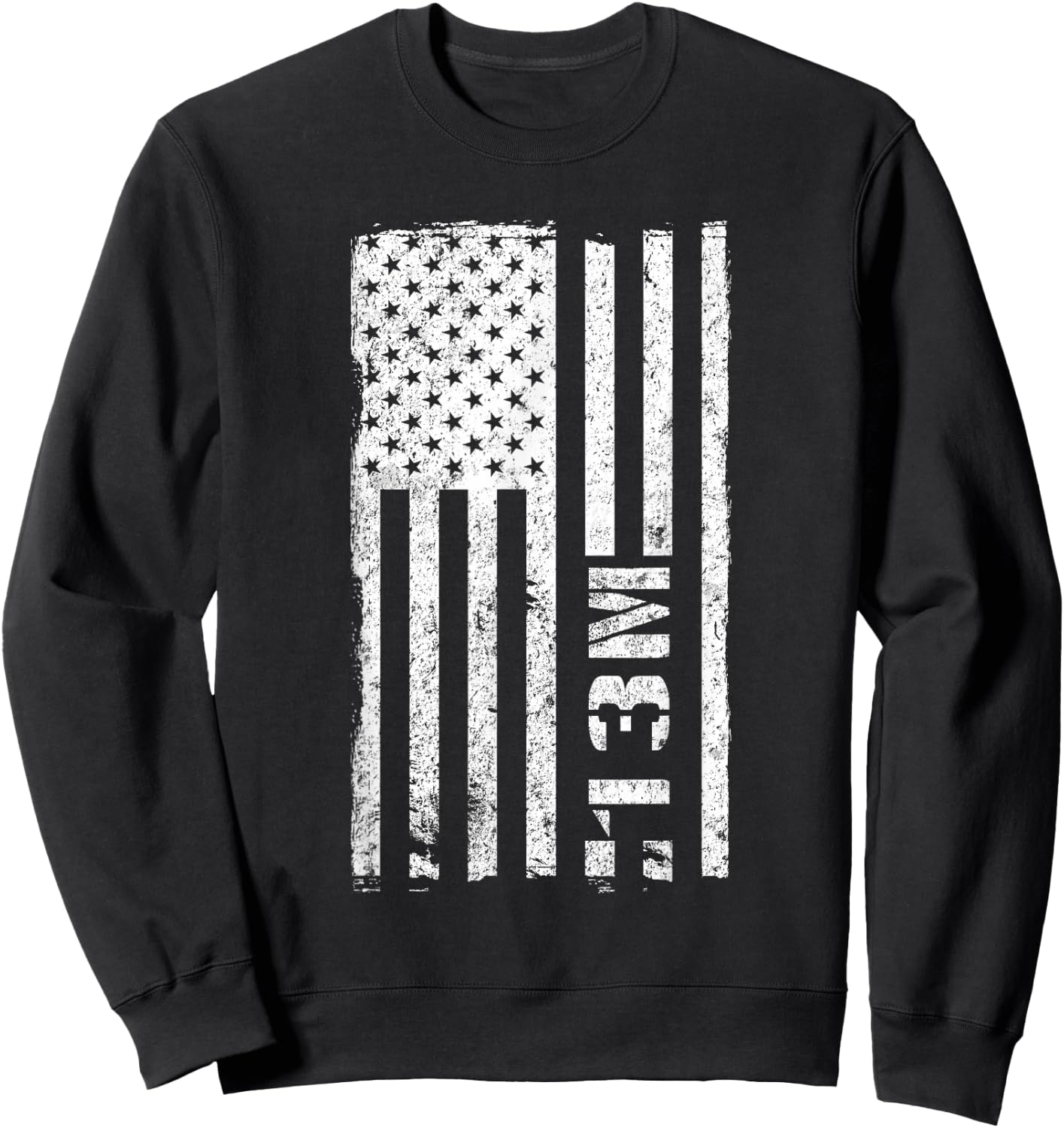13M MLRS / HIMARS Crewmember Vintage American Flag Sweatshirt - Sweatshirt | Black