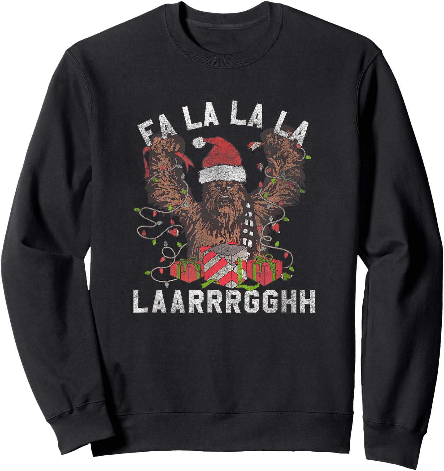 Star Wars Christmas Chewbacca Lights & Presents Fa La La Sweatshirt - Sweatshirt | Black