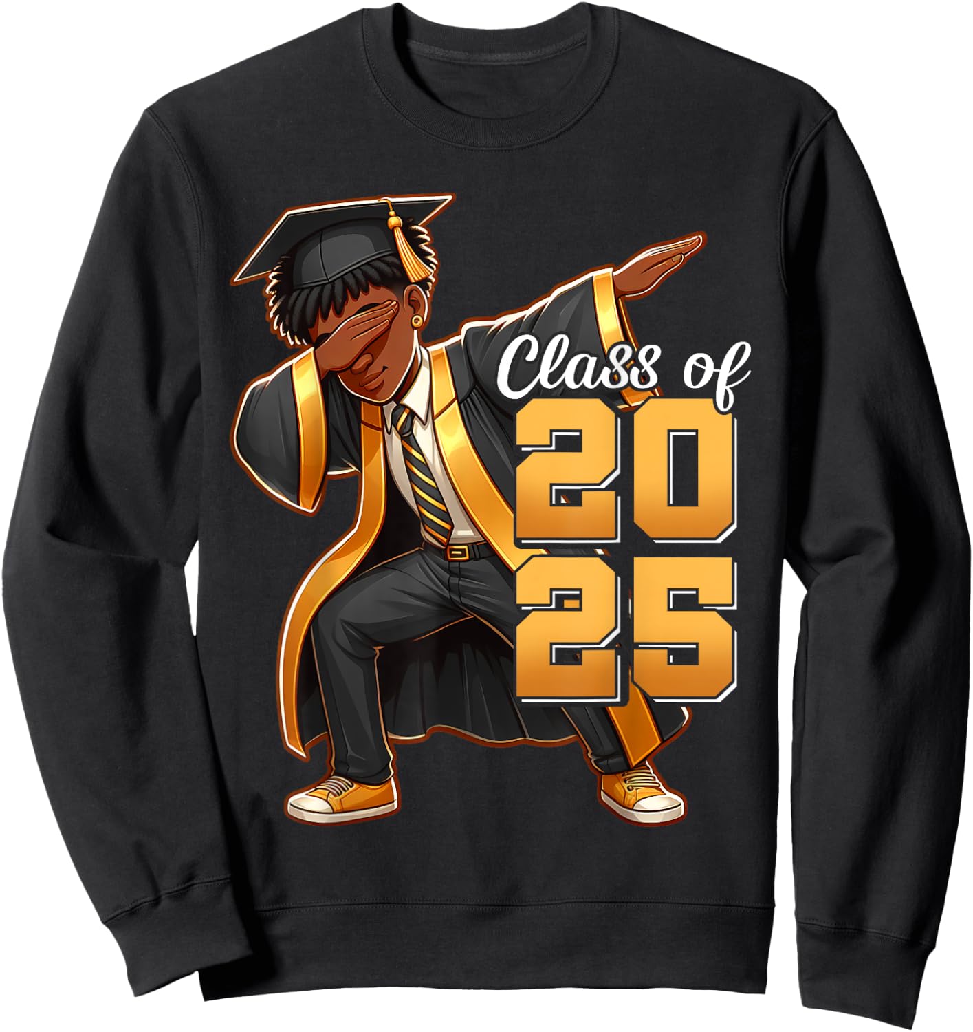 Dabbing Boy Graduation Class Of 2025 African Juneteenth Boy Sweatshirt - Sweatshirt | Black