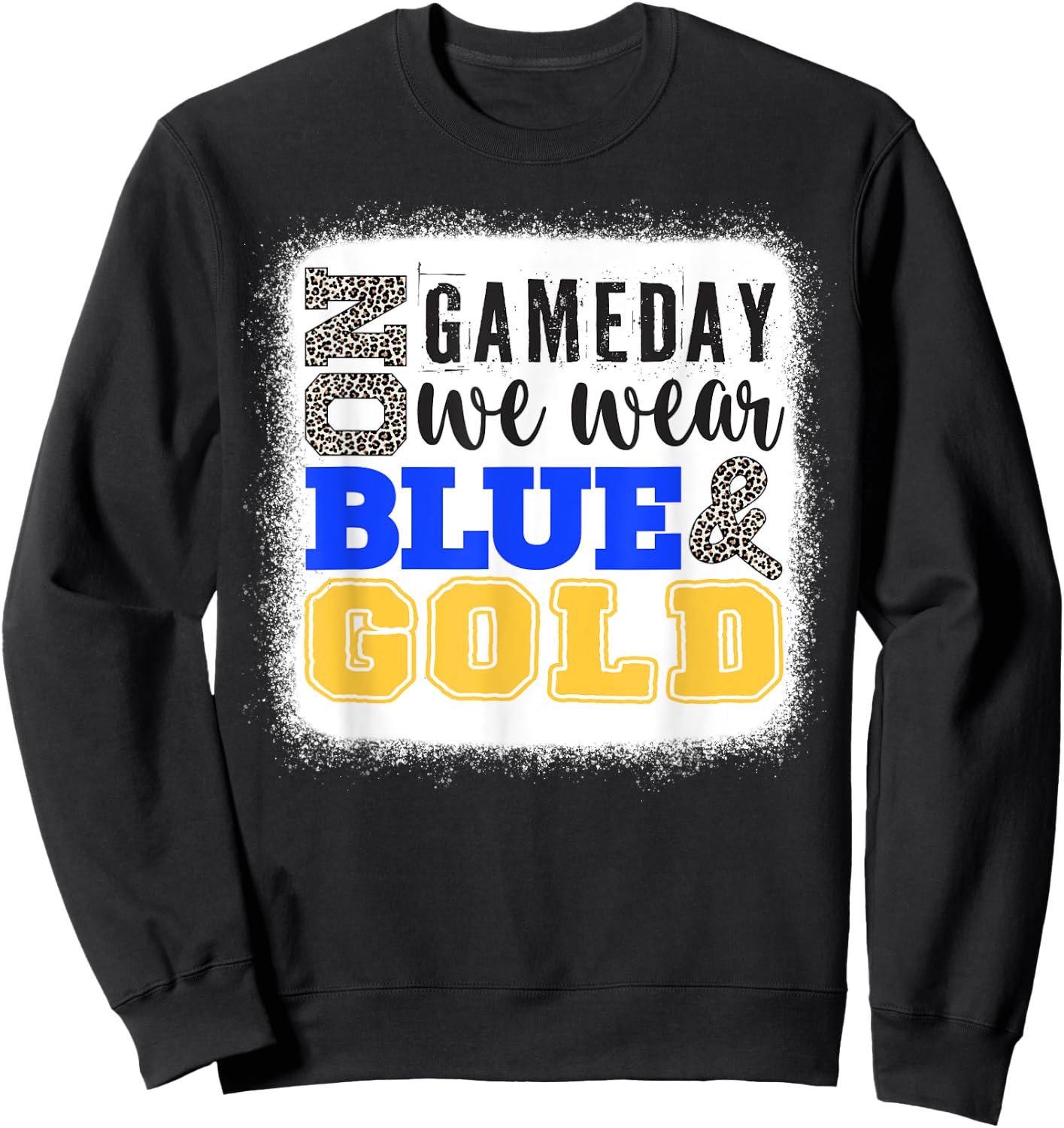 On Gameday Football We Wear Gold And Blue Leopard Print Sweatshirt - Sweatshirt | Black