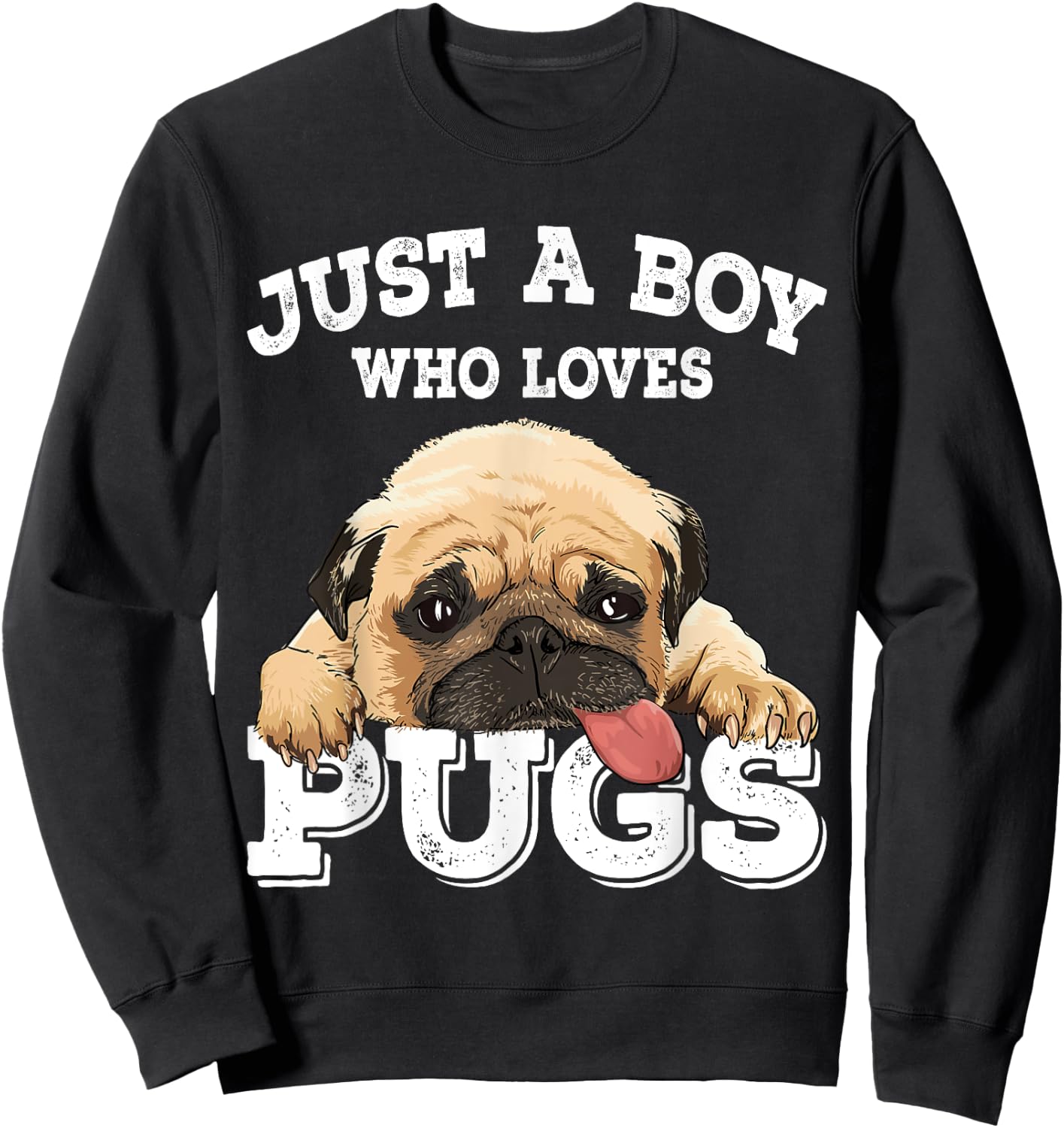 Just a Boy who loves Pugs Funny Pug Lover Gift Boys Sweatshirt - Sweatshirt | Black