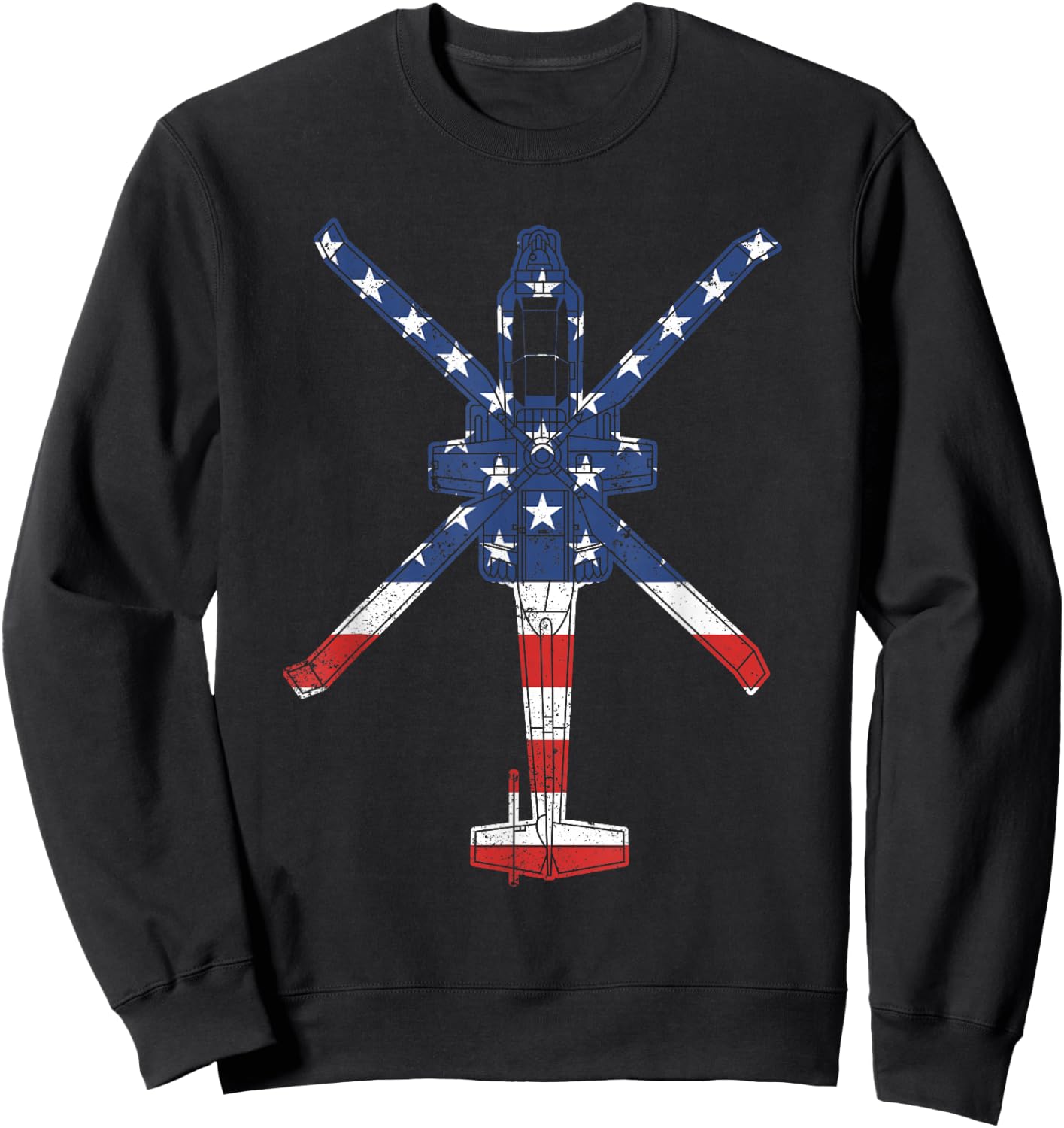 AH64 Apache Military Attack Helicopter American Flag Apache Sweatshirt - Sweatshirt | Black