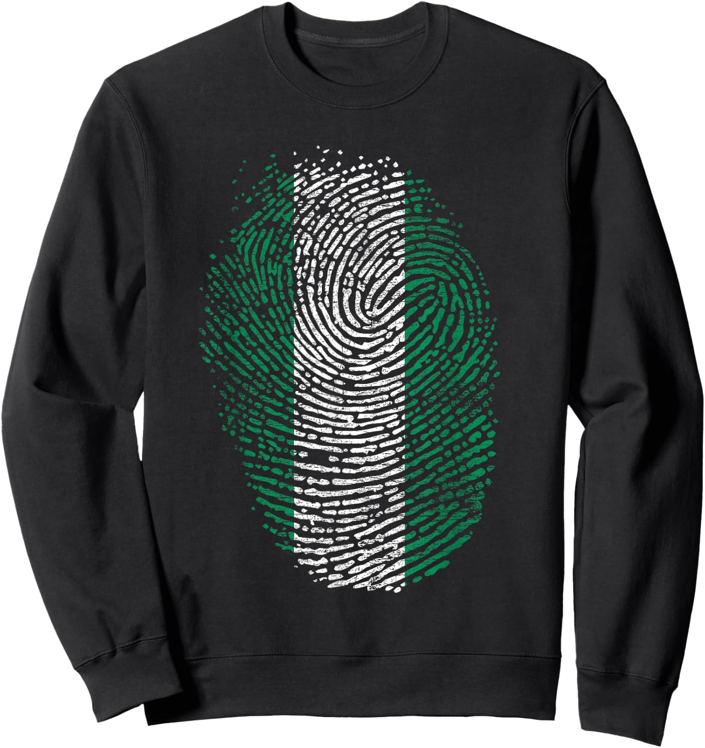 Nigeria Flag Gift Fingerprint Sweatshirt - Sweatshirt | Black