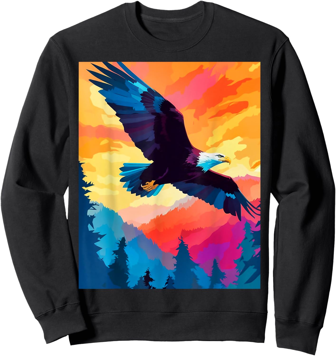 Majestic Eagle Silhouette: Freedom's Colors Sweatshirt - Sweatshirt | Black