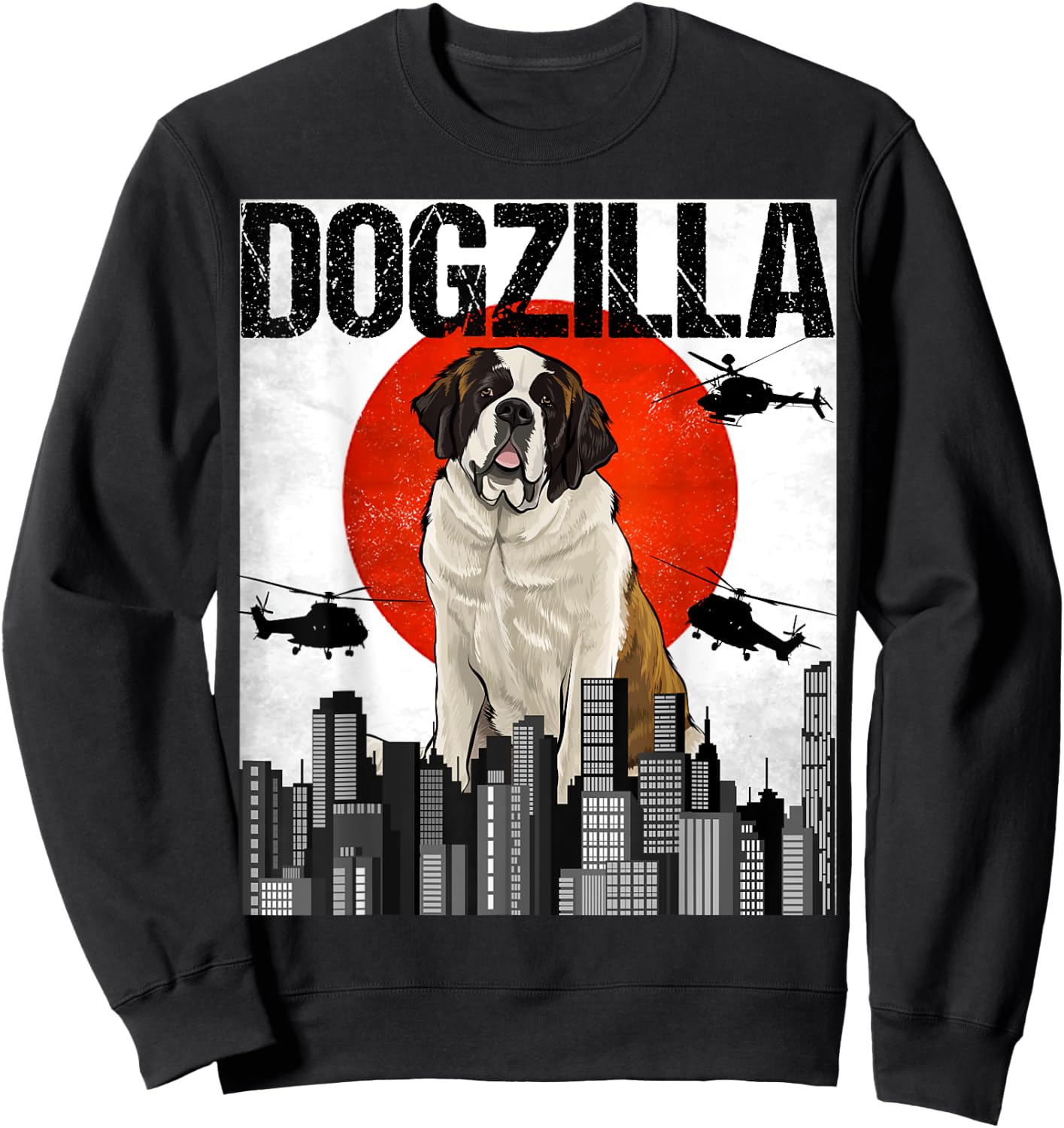 Funny Vintage Japanese Dogzilla St. Bernard Sweatshirt - Sweatshirt | Black
