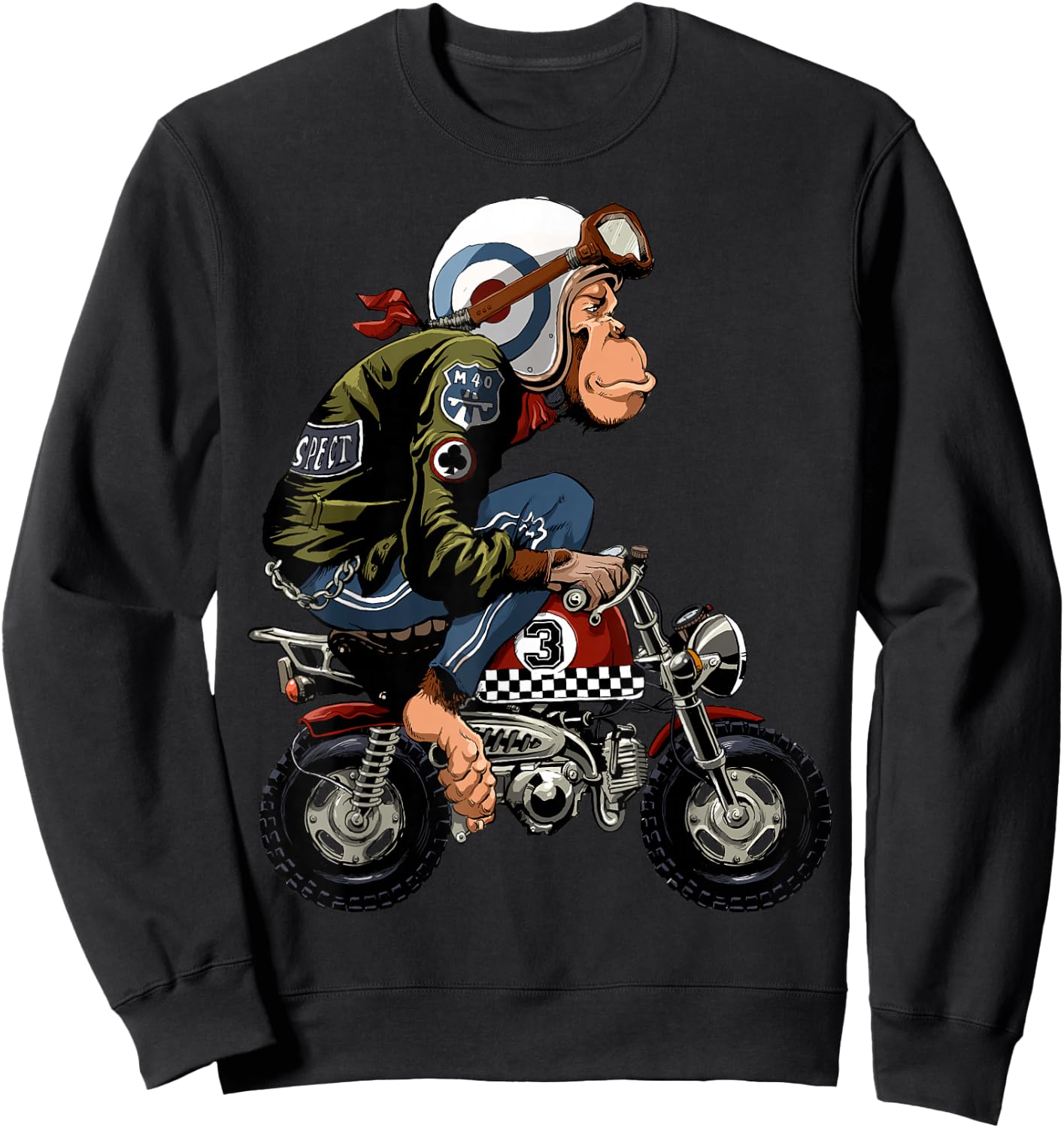 Monkey Bike Cartoon Sweatshirt - Sweatshirt | Black