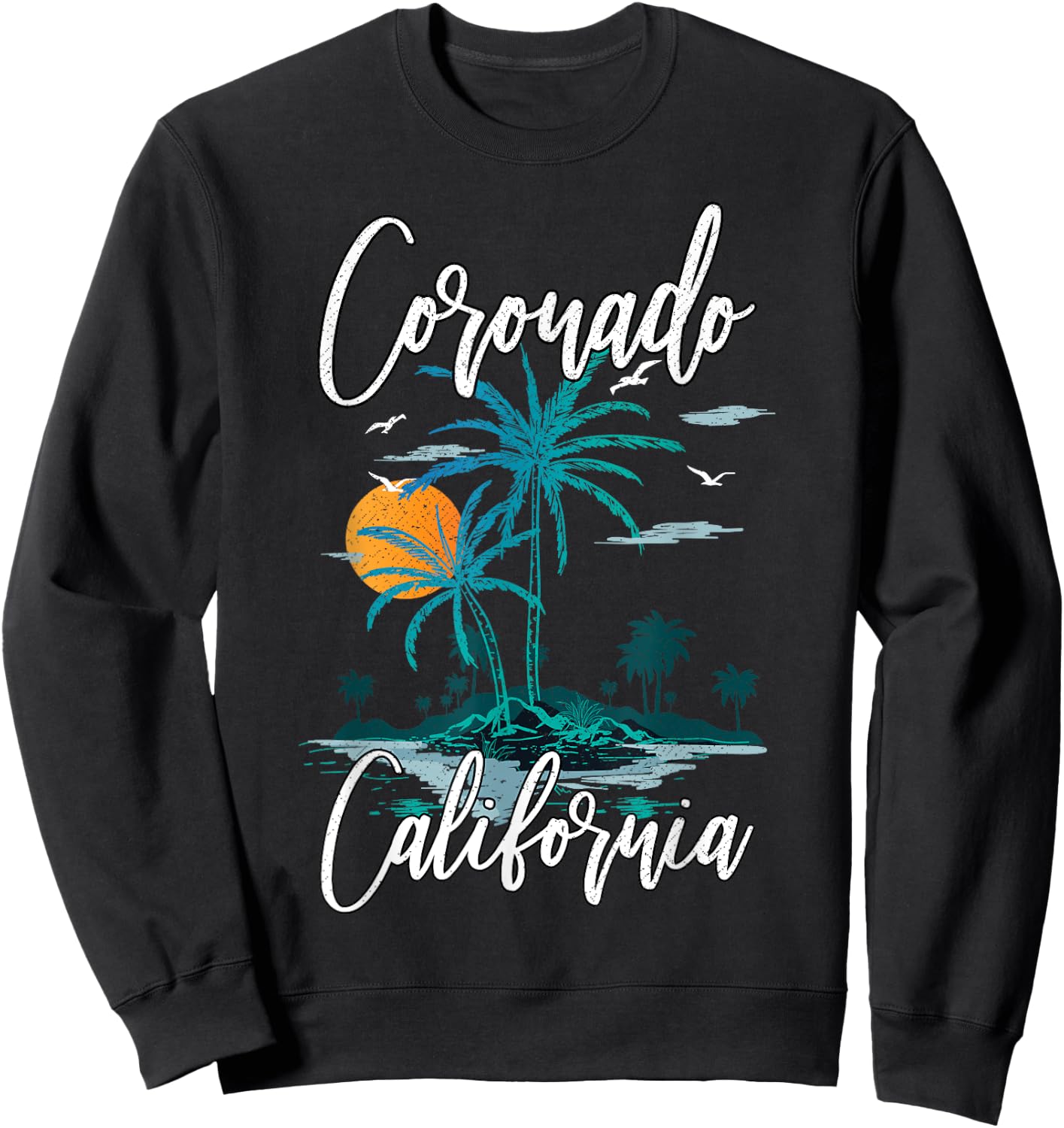 Family Vacation Retro Sunset California Coronado Beach Men Women Kids Sweatshirt - Sweatshirt | Black