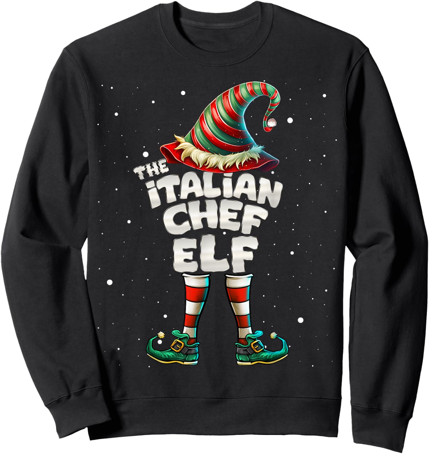 I'm The Italian Chef Elf Family Matching Group Christmas Sweatshirt - Sweatshirt | Black