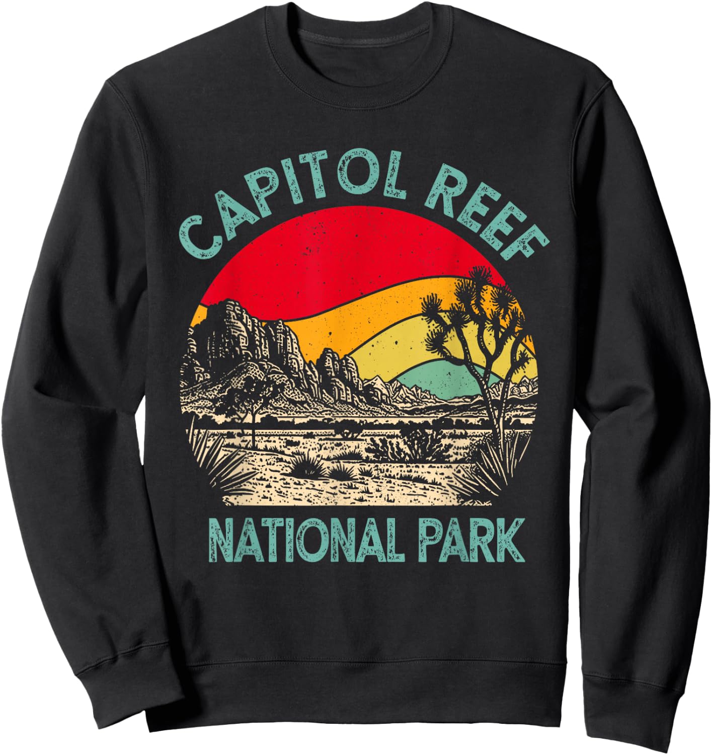 Retro Vintage Capitol Reef National Park 2025 Hiking Outdoor Sweatshirt - Sweatshirt | Black