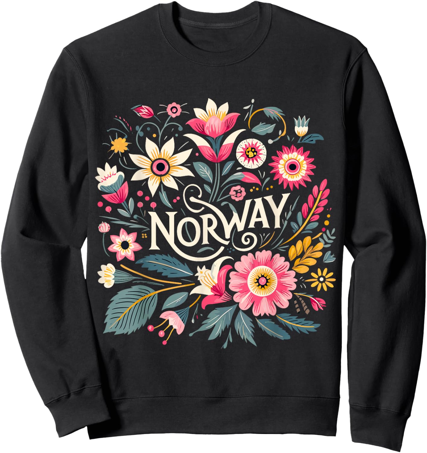Norway Flowers Norwegian Sweatshirt - Sweatshirt | Black