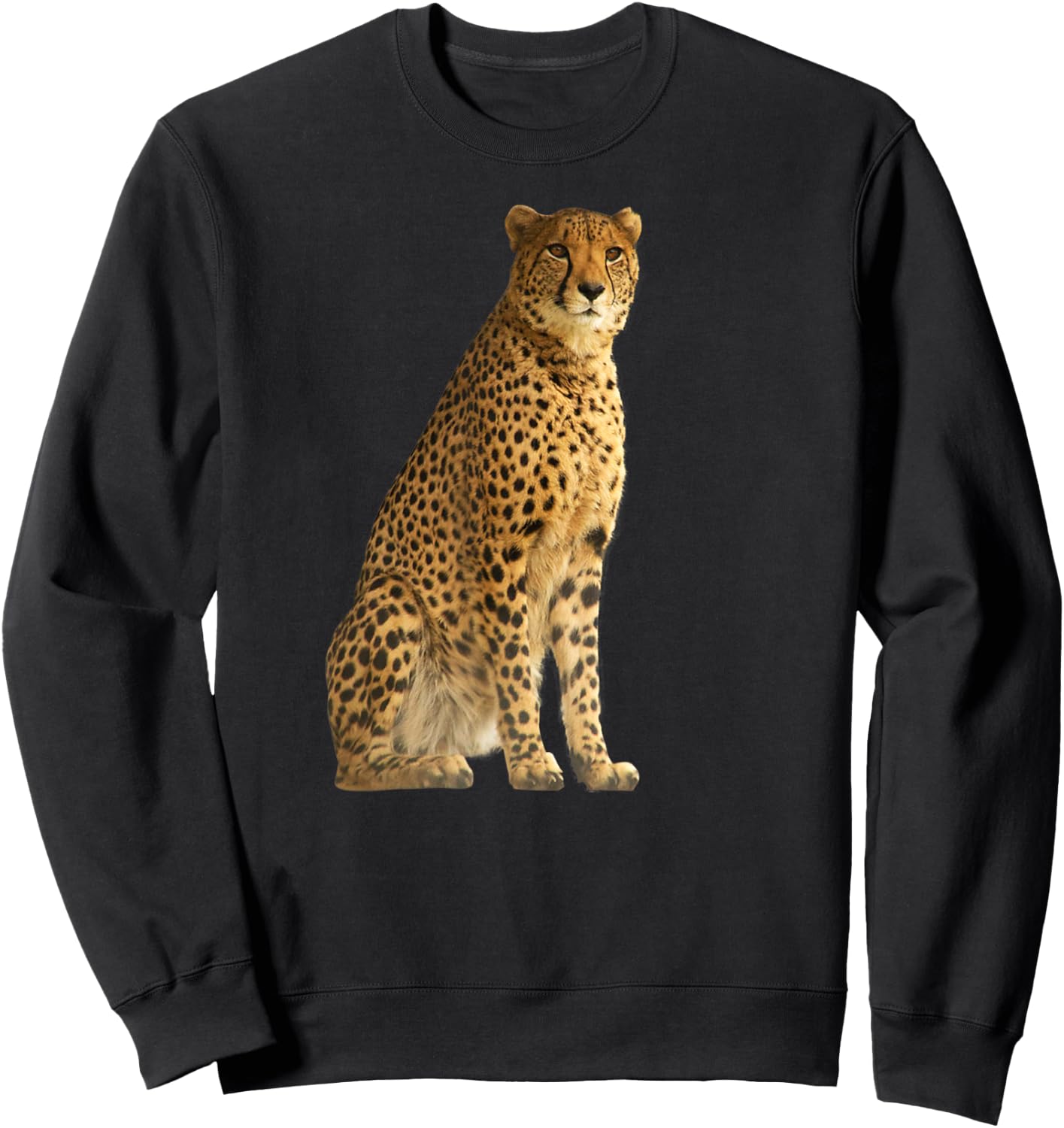 Cheetah Predatory Cat Africa Cat Wild Illustration Women Kids Sweatshirt - Sweatshirt | Black