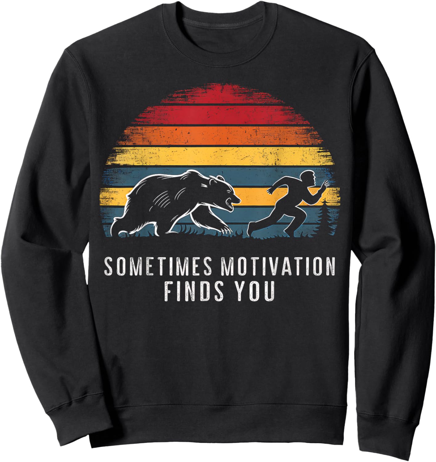 Running Motivation Bear Chasing Runner Funny Runner Design Sweatshirt - Sweatshirt | Black