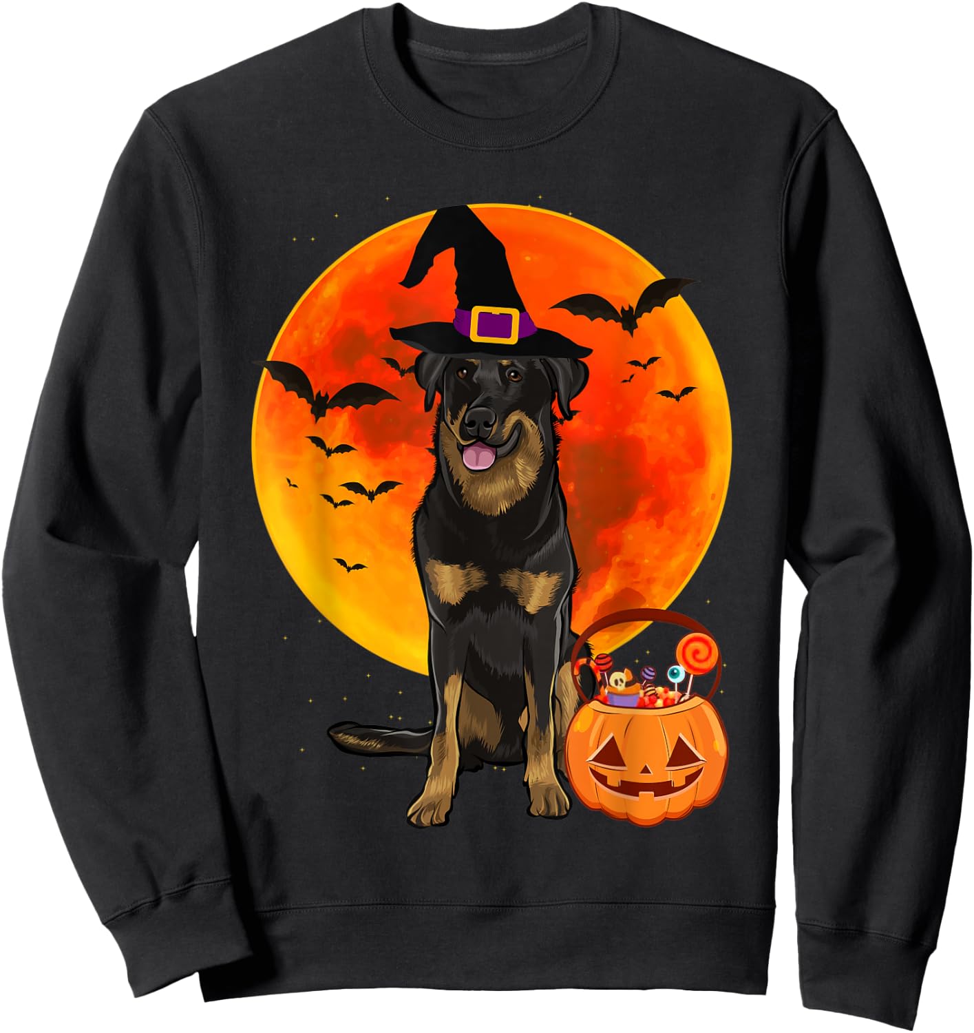 Dog Halloween Beauceron Jack O Lantern Pumpkin Sweatshirt - Sweatshirt | Black