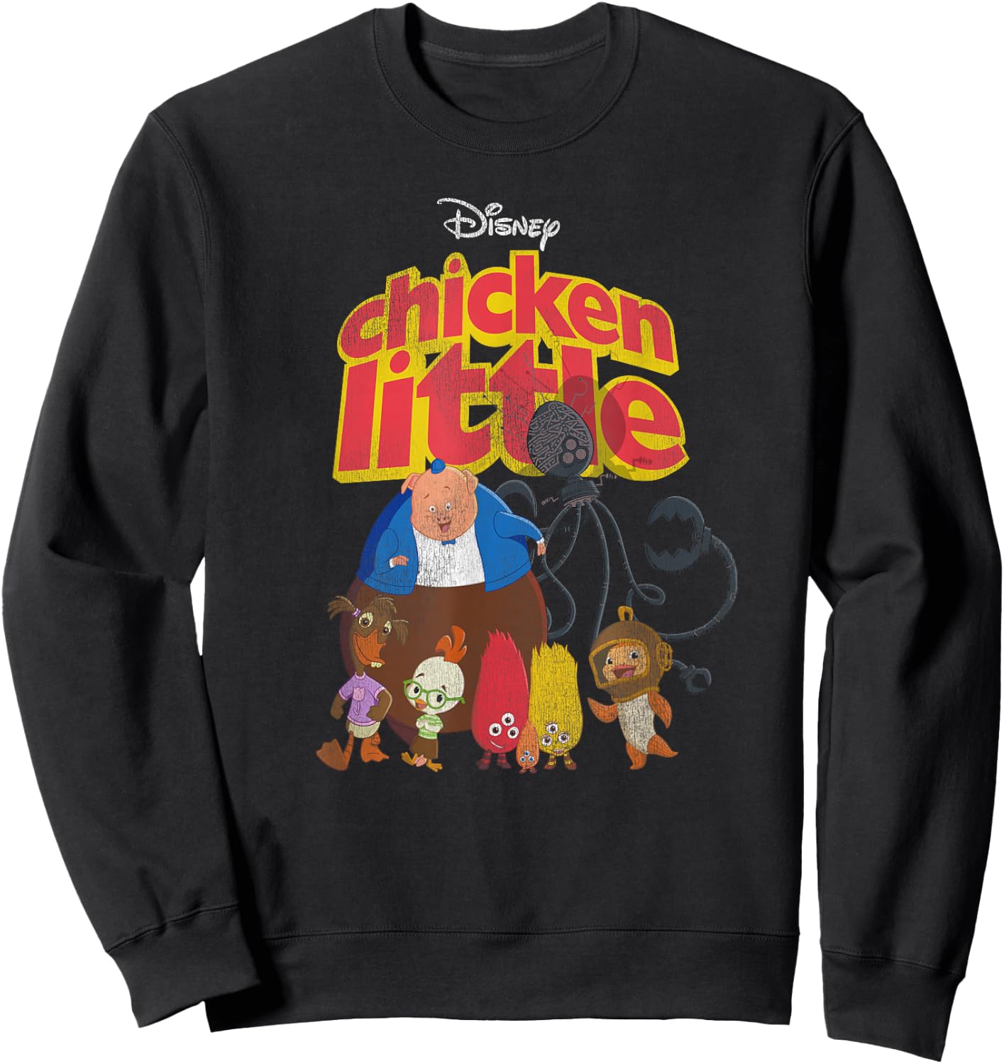 Disney Chicken Little Characters Retro Small Sweatshirt - Sweatshirt | Black