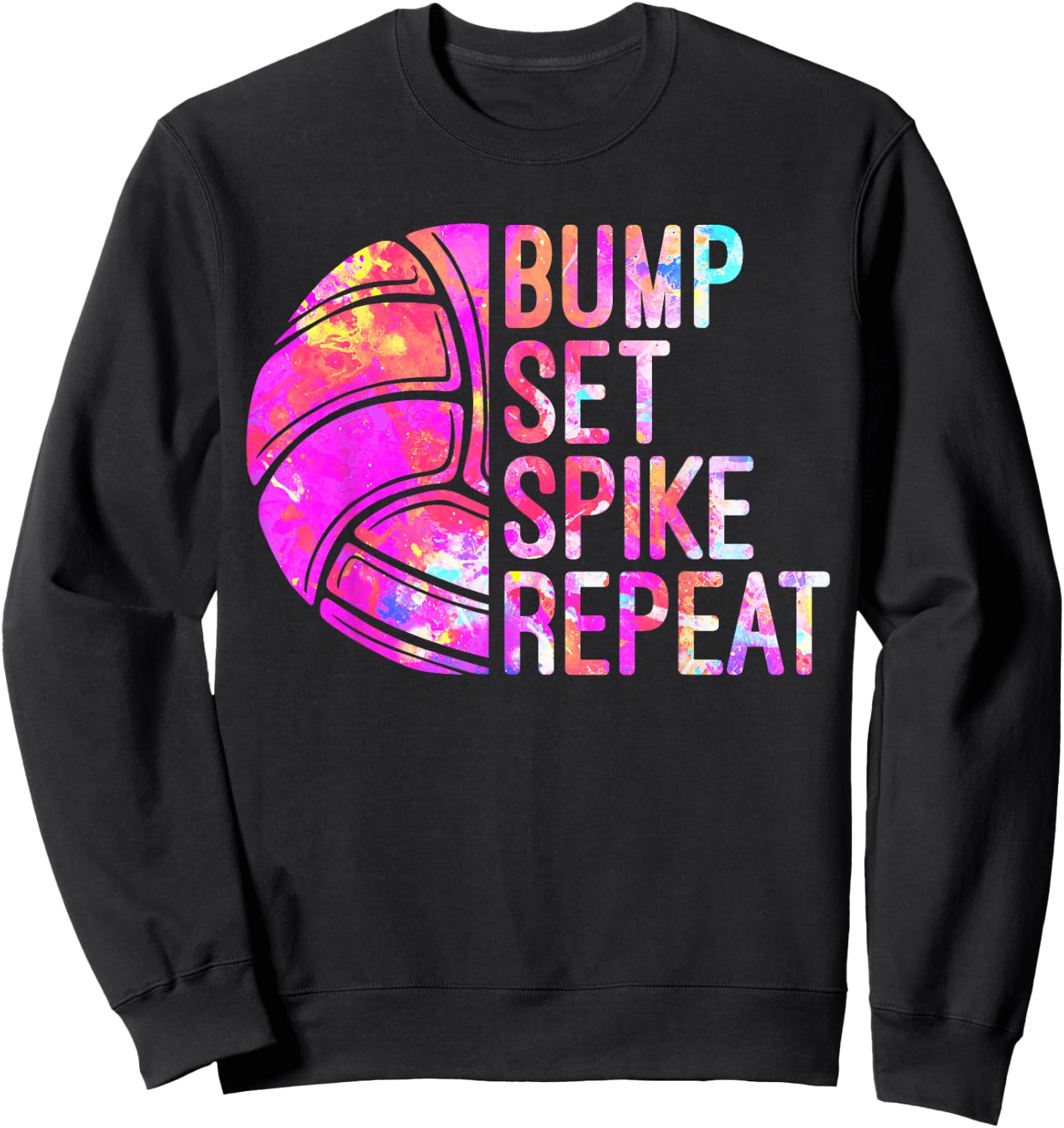 Bump Set Spike Repeat Volleyball Lover girls Athlete USA Sweatshirt - Sweatshirt | Black