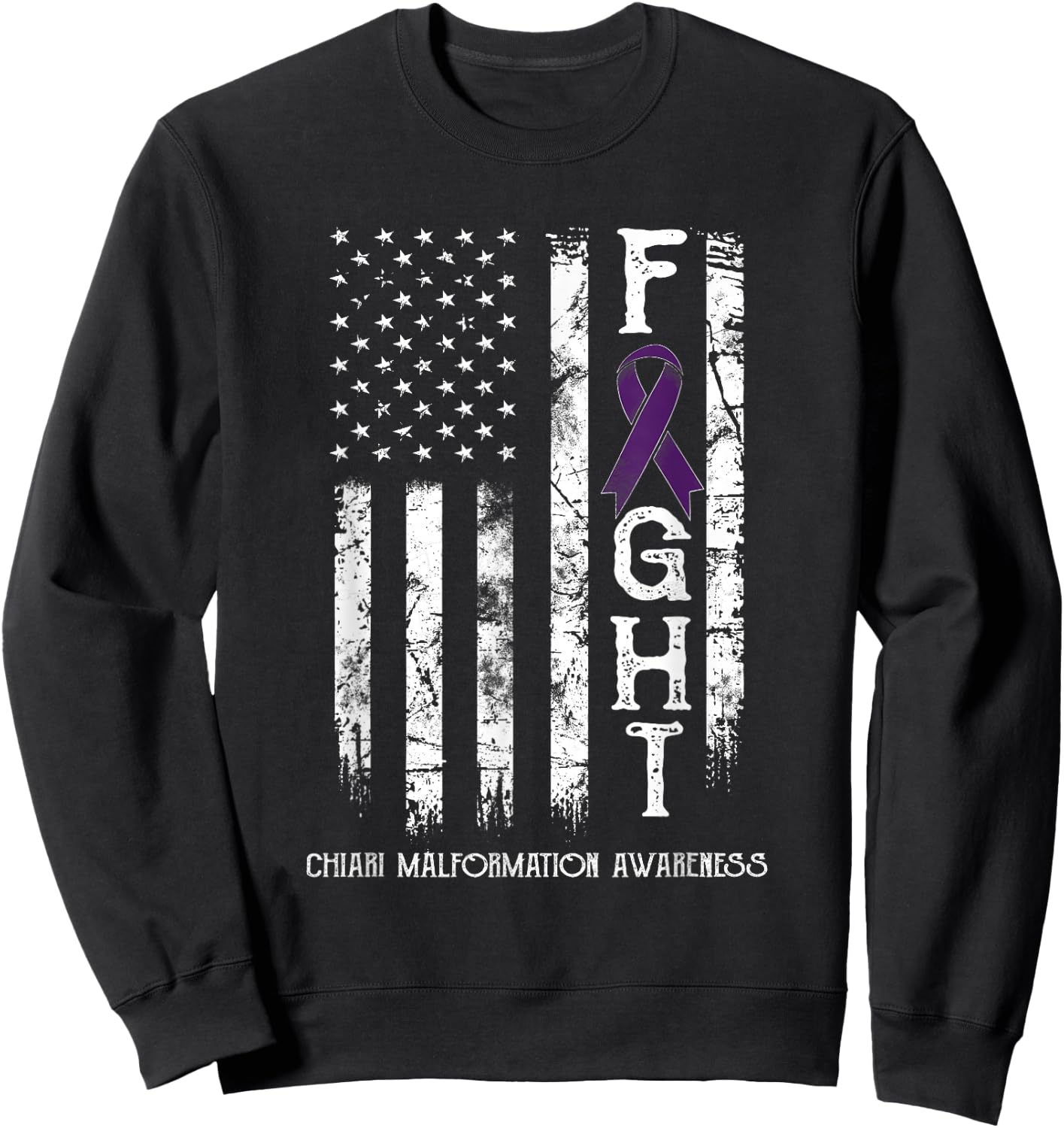 Chiari Malformation Warrior US Flag Sweatshirt - Sweatshirt | Black