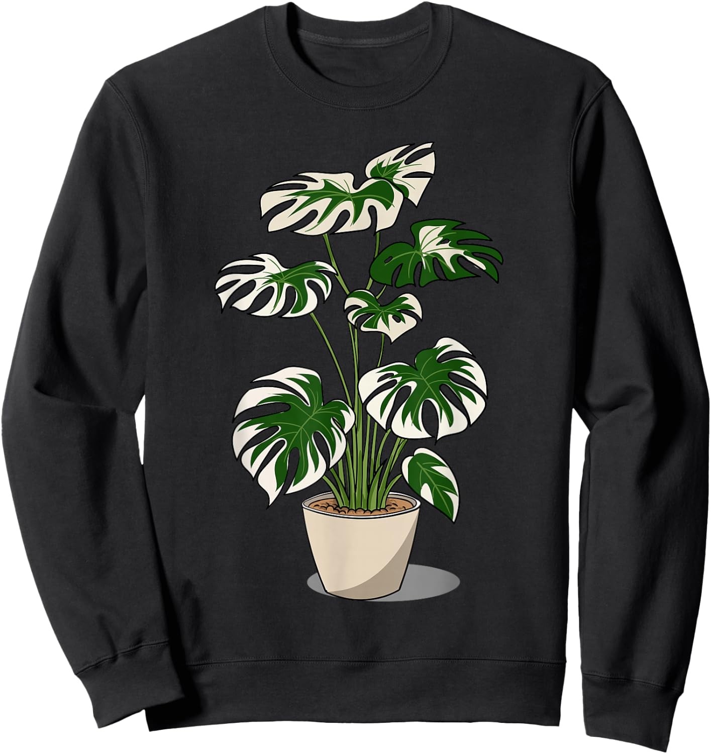 Variegated Monstera Deliciosa Variegata Plant Sweatshirt - Sweatshirt | Black