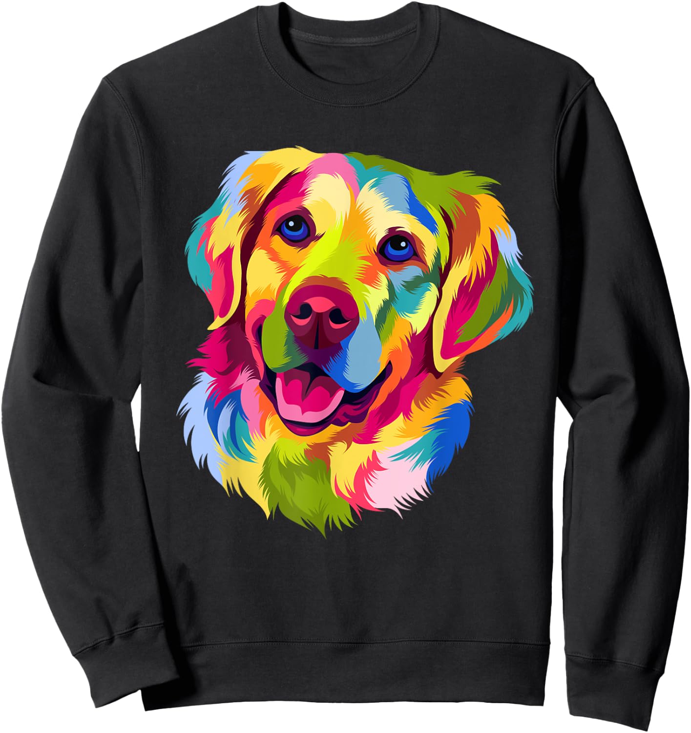 Colorful Pop Art Golden Retriever Portrait Owner Sweatshirt - Sweatshirt | Black