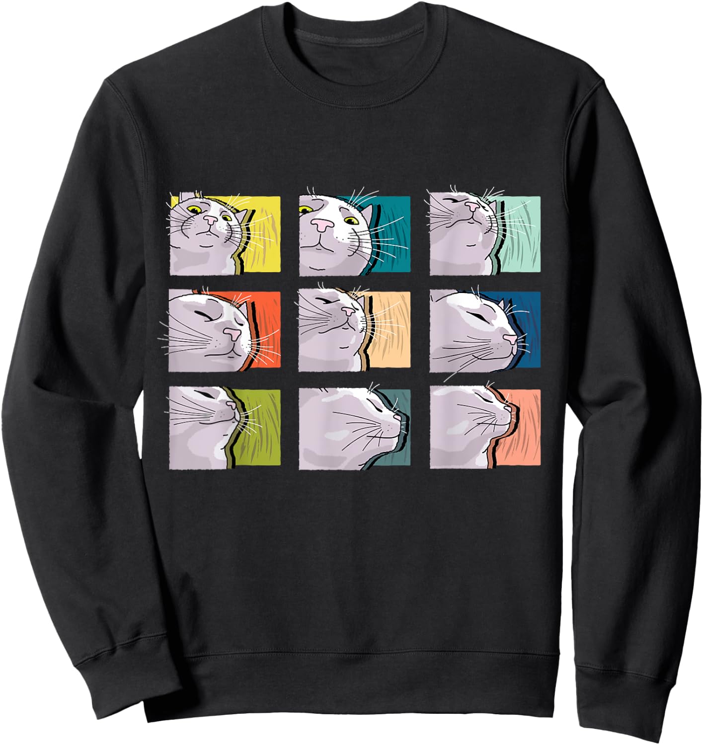 Cat Vibing Meme / CatJAM / Cat Vibing to Music (Color) Women Girls Kids Sweatshirt - Sweatshirt | Black
