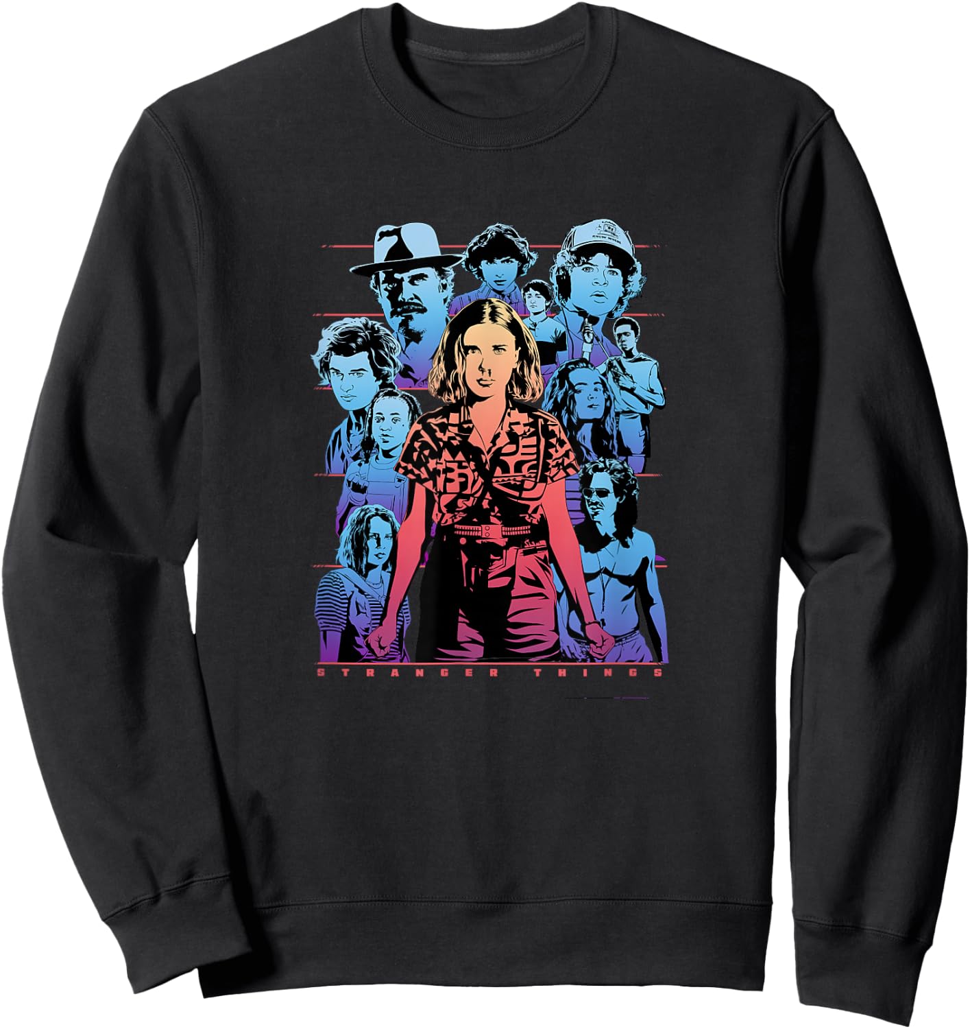 Stranger Things Group Shot Populous Gazing Sweatshirt - Sweatshirt | Black