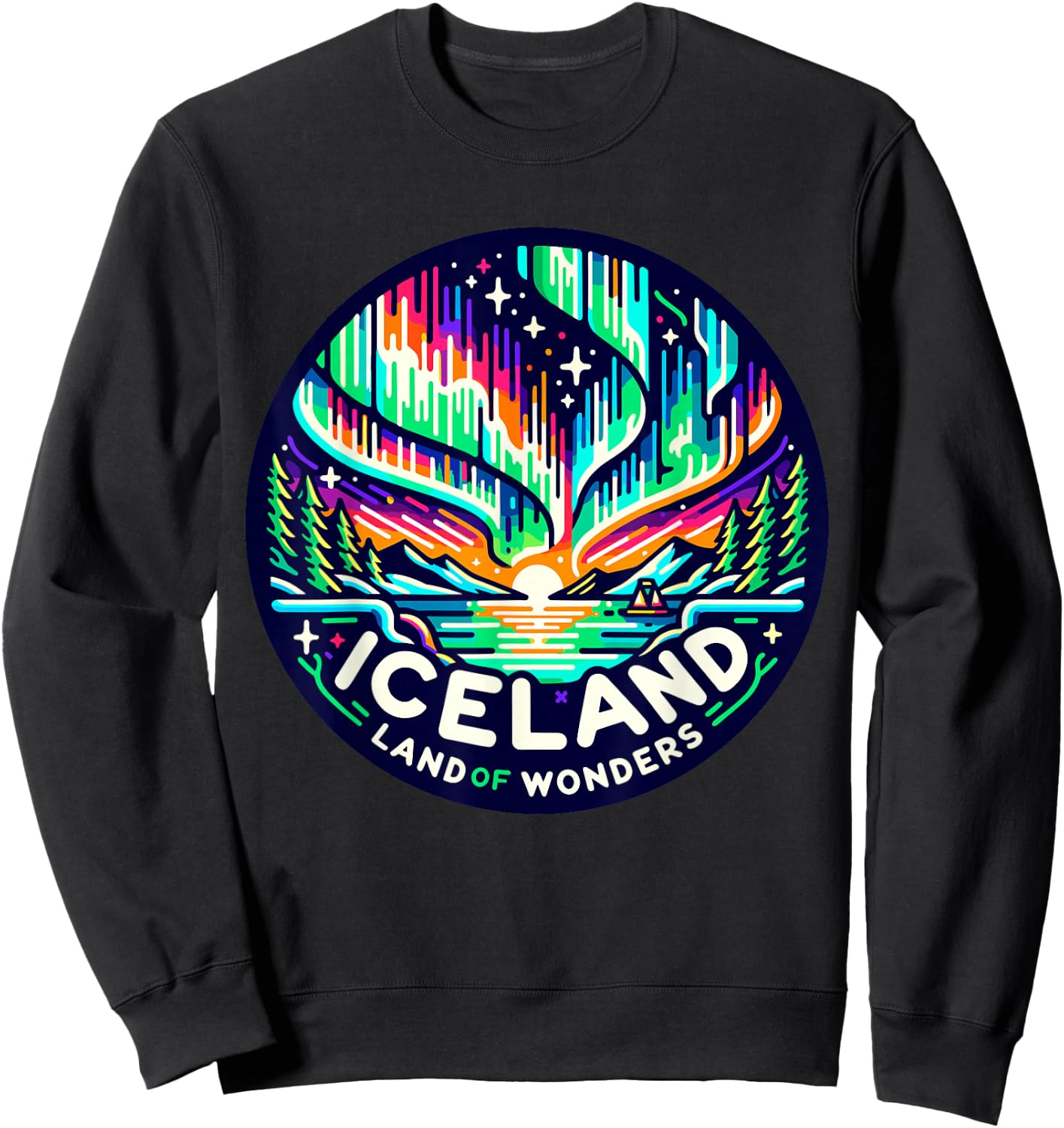 Iceland Northern Lights Aurora Borealis Sweatshirt - Sweatshirt | Black