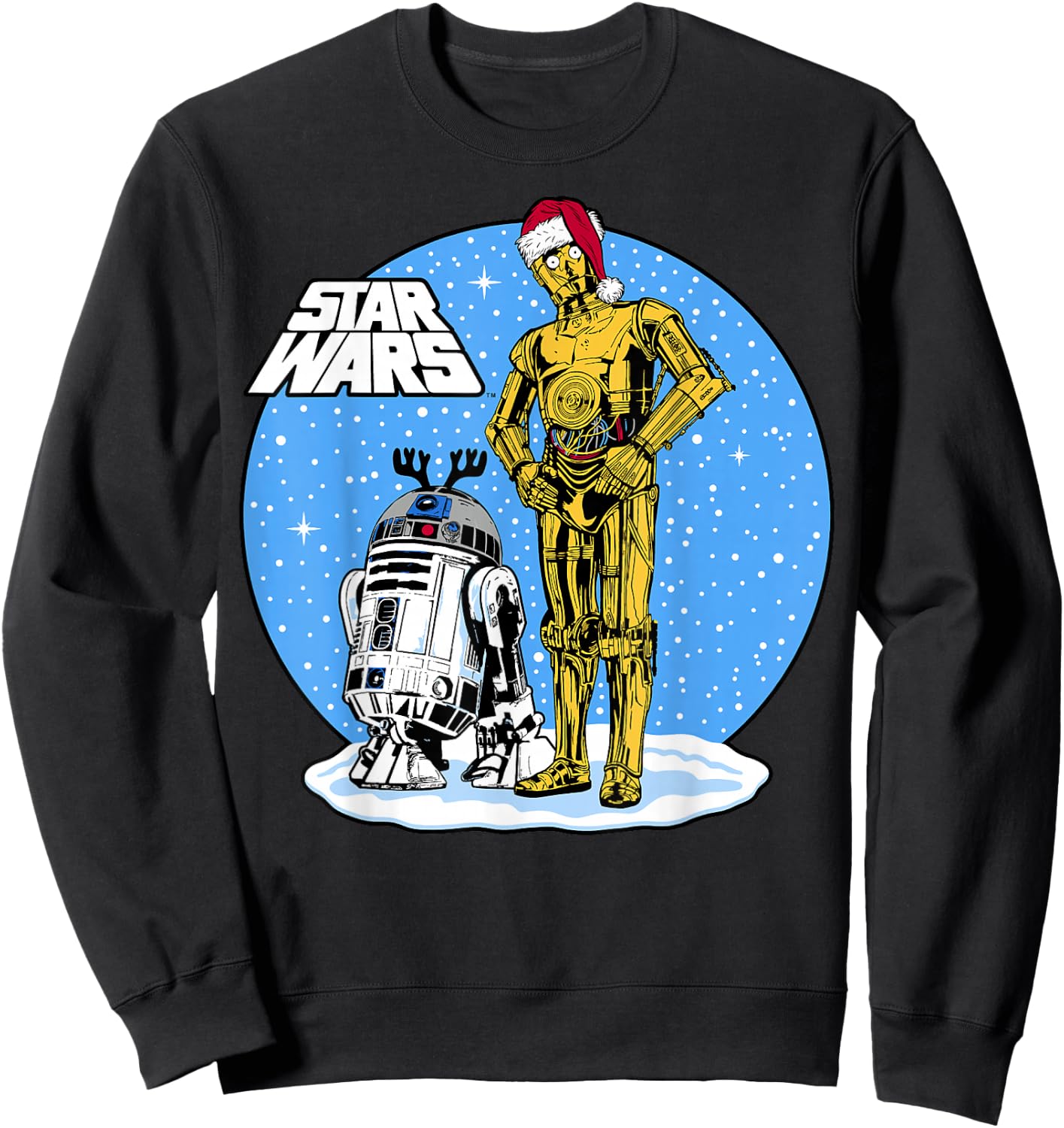 Star Wars Christmas C-3PO & R2-D2 Snow Globe Sweatshirt - Sweatshirt | Black