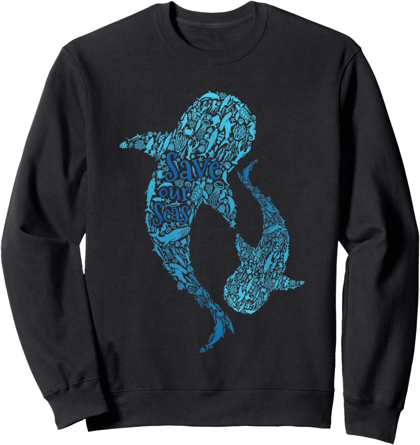 Save the Seas White Shark Environmental Awareness Gift Sweatshirt - Sweatshirt | Black