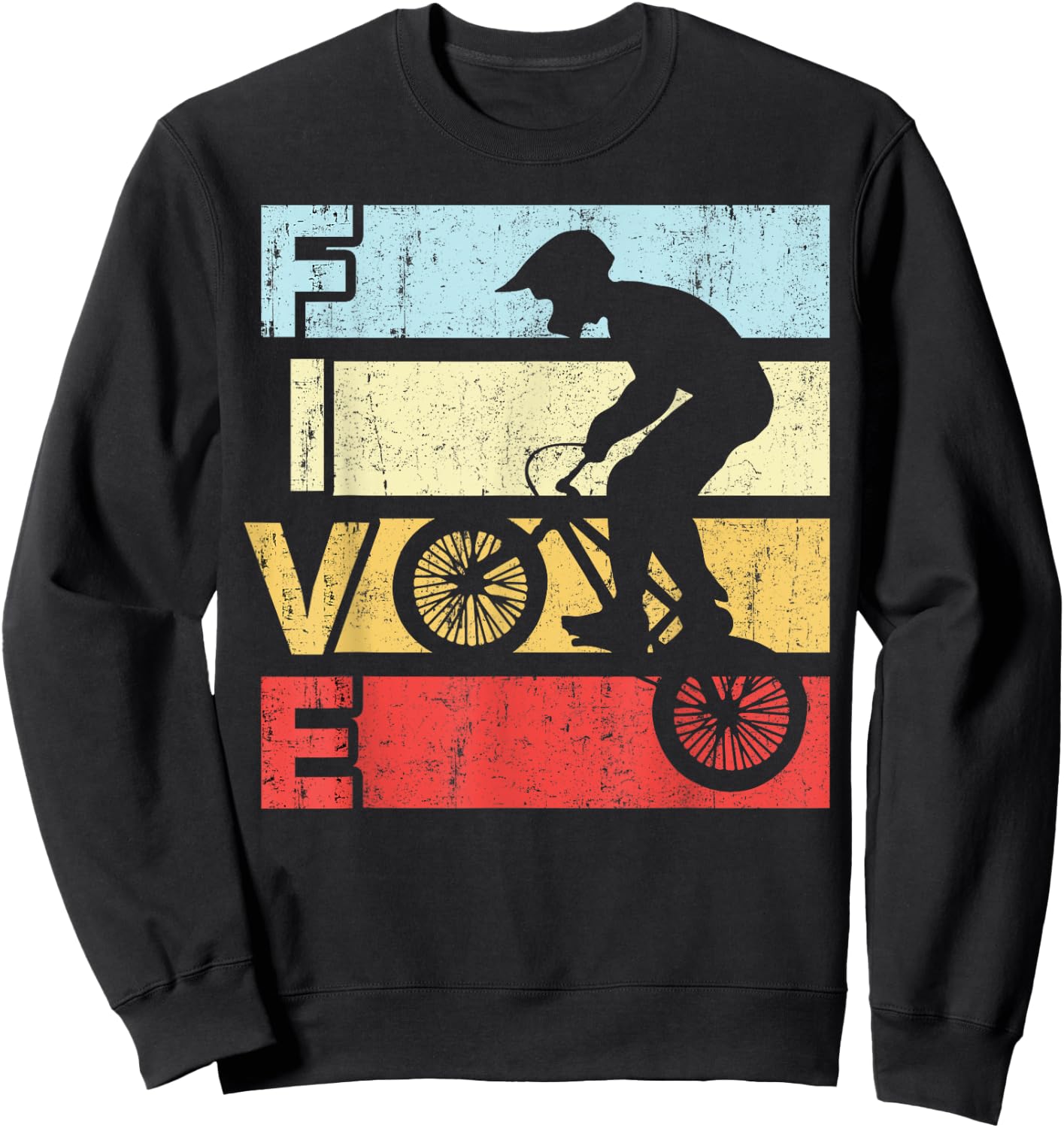 5 Year Old BMX Birthday Party Vintage Dirt Biking 5th Bike Sweatshirt - Sweatshirt | Black