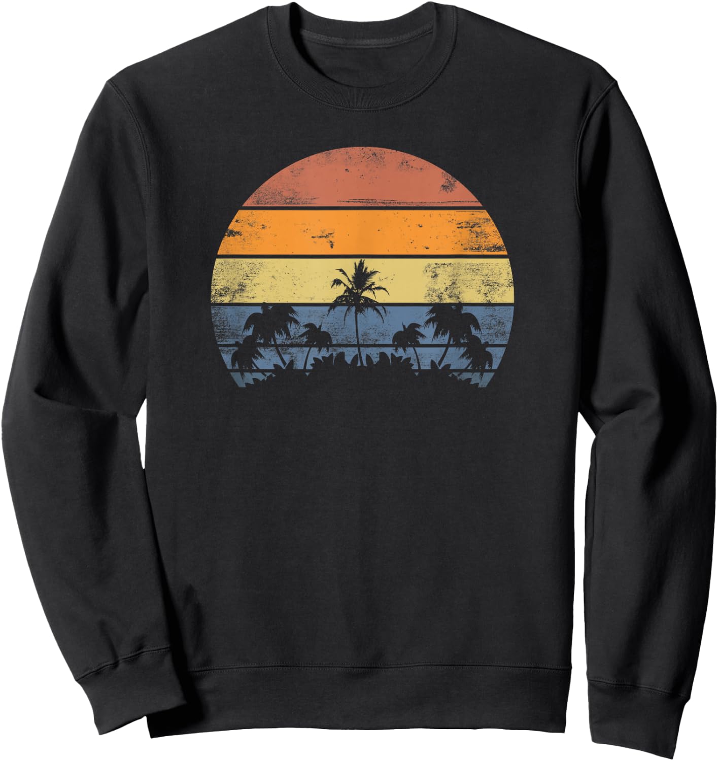 Pacific Ocean Beach Sun Palm Trees Retro Vintage K Sweatshirt - Sweatshirt | Black