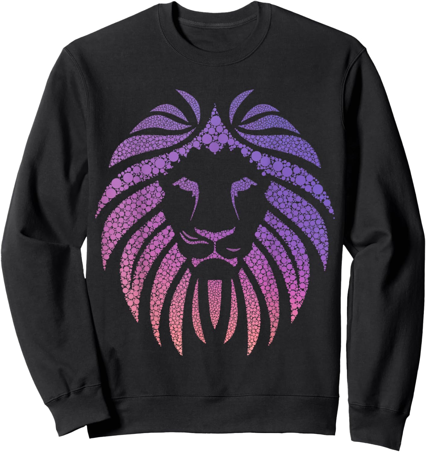 Lion Face Head Mane Gradient Pink and Purple Cat Sweatshirt - Sweatshirt | Black