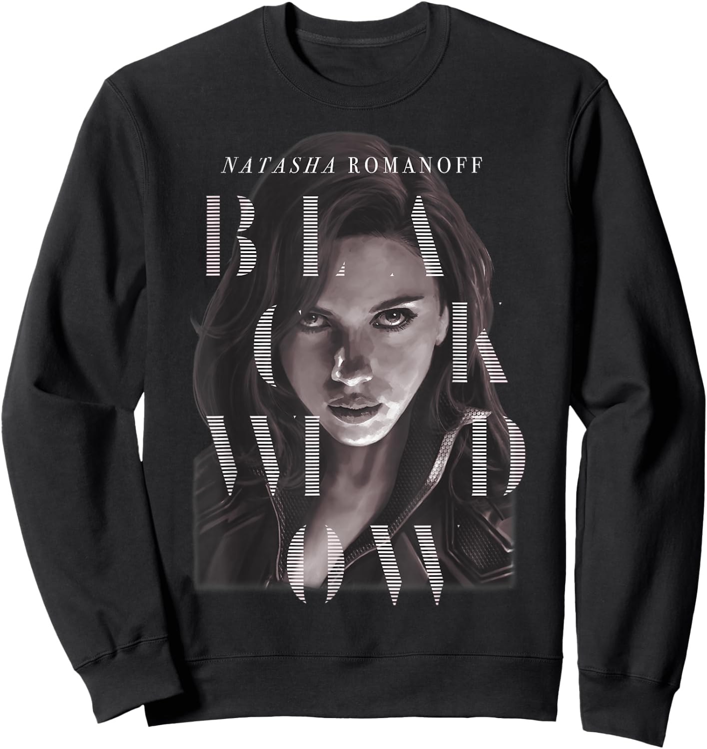 Marvel Black Widow Natasha Romanoff Letter Portrait Sweatshirt - Sweatshirt | Black