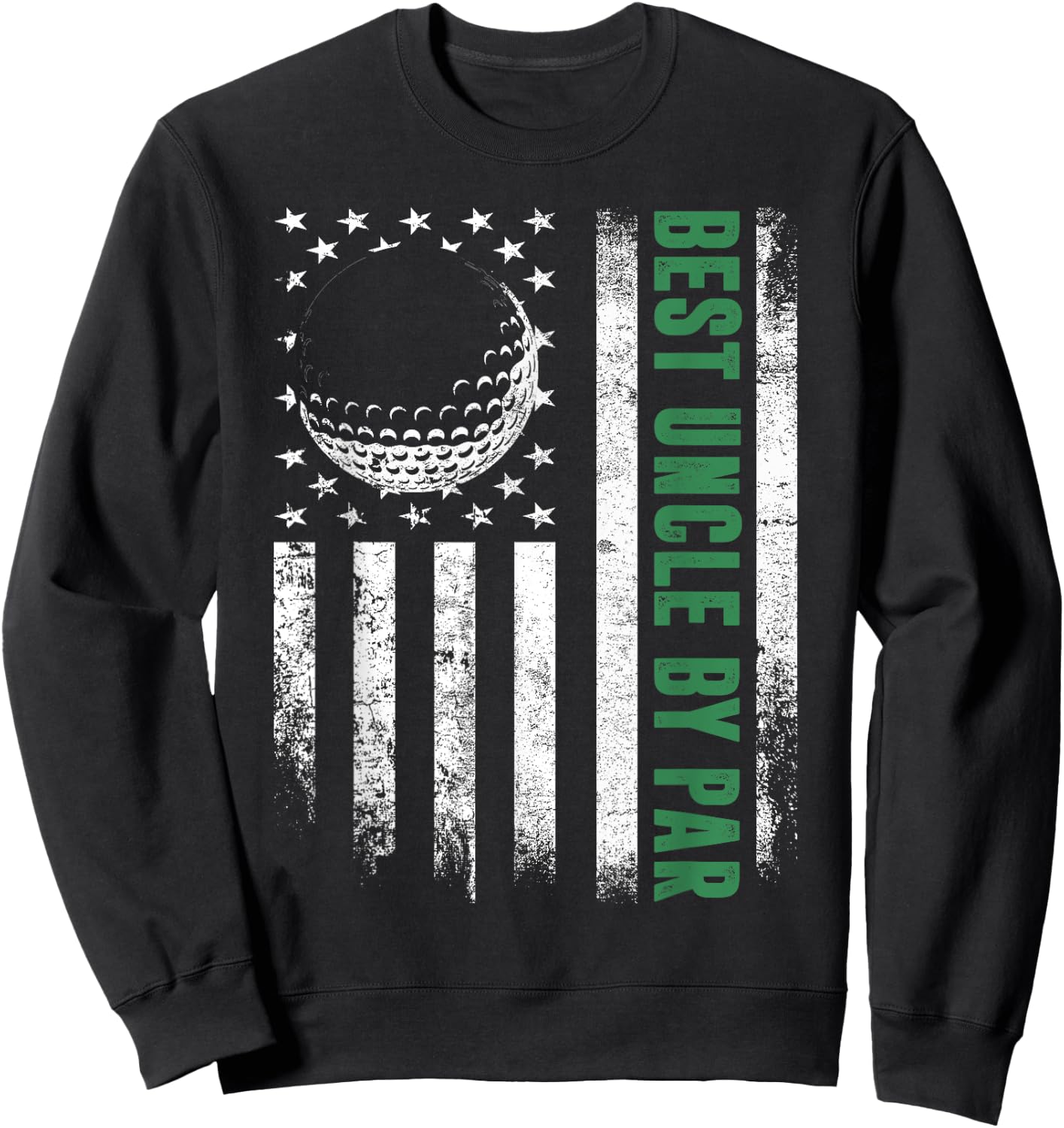 Golf Lover Retro USA American Flag Best Uncle By Par Sweatshirt - Sweatshirt | Black