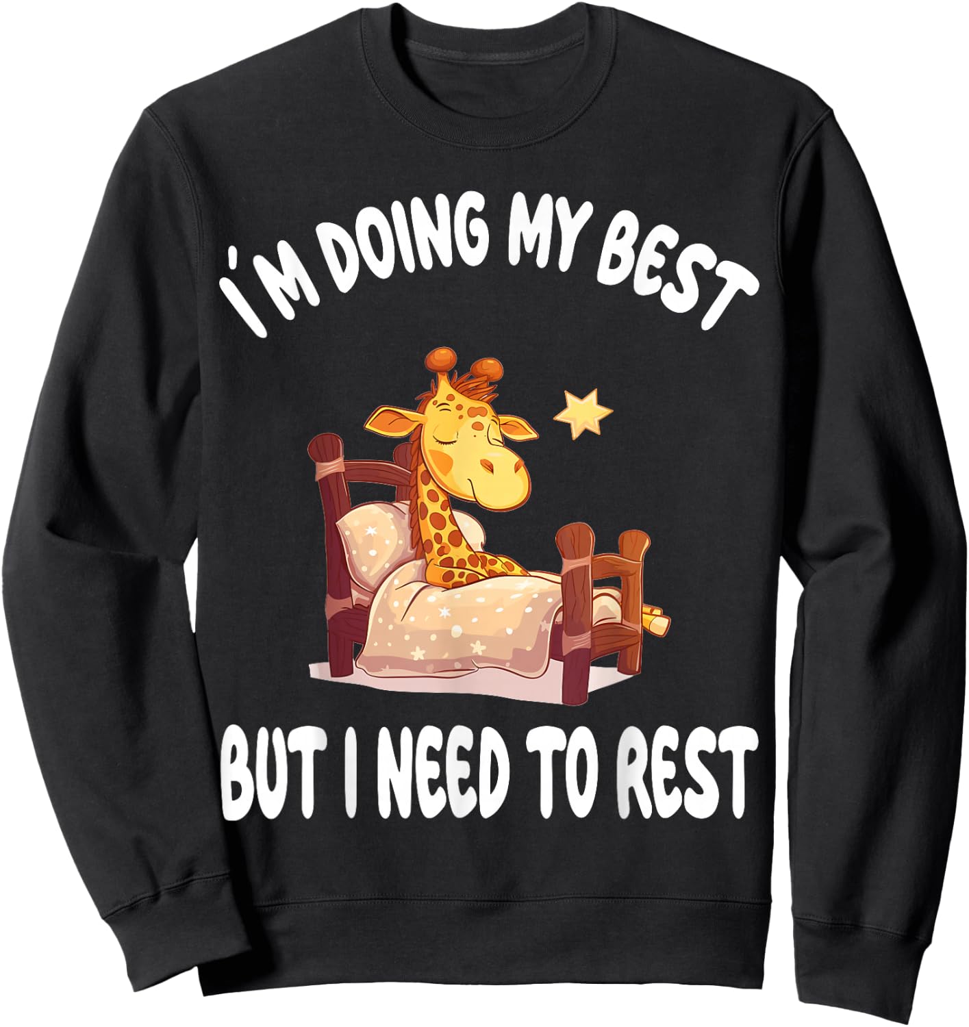 Giraffe Animal Pajamas Nightgown Sleeping Napping Sweatshirt - Sweatshirt | Black
