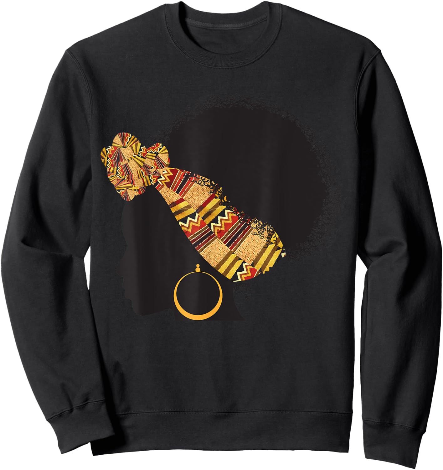 Funny Kente Cloth Head Wrap Gift African American Women Sweatshirt - Sweatshirt | Black