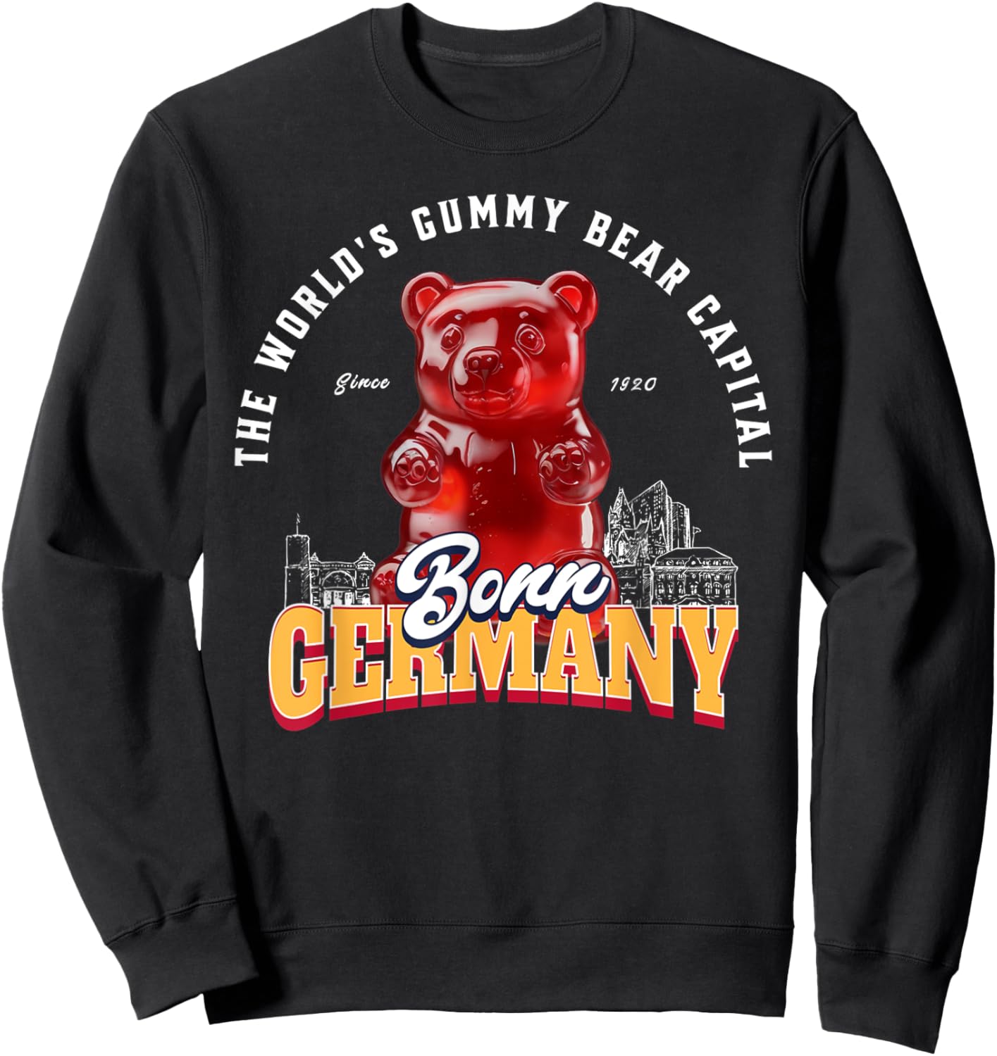 Bonn Germany World's Gummy Bear Capital Since 1920 Candy Sweatshirt - Sweatshirt | Black
